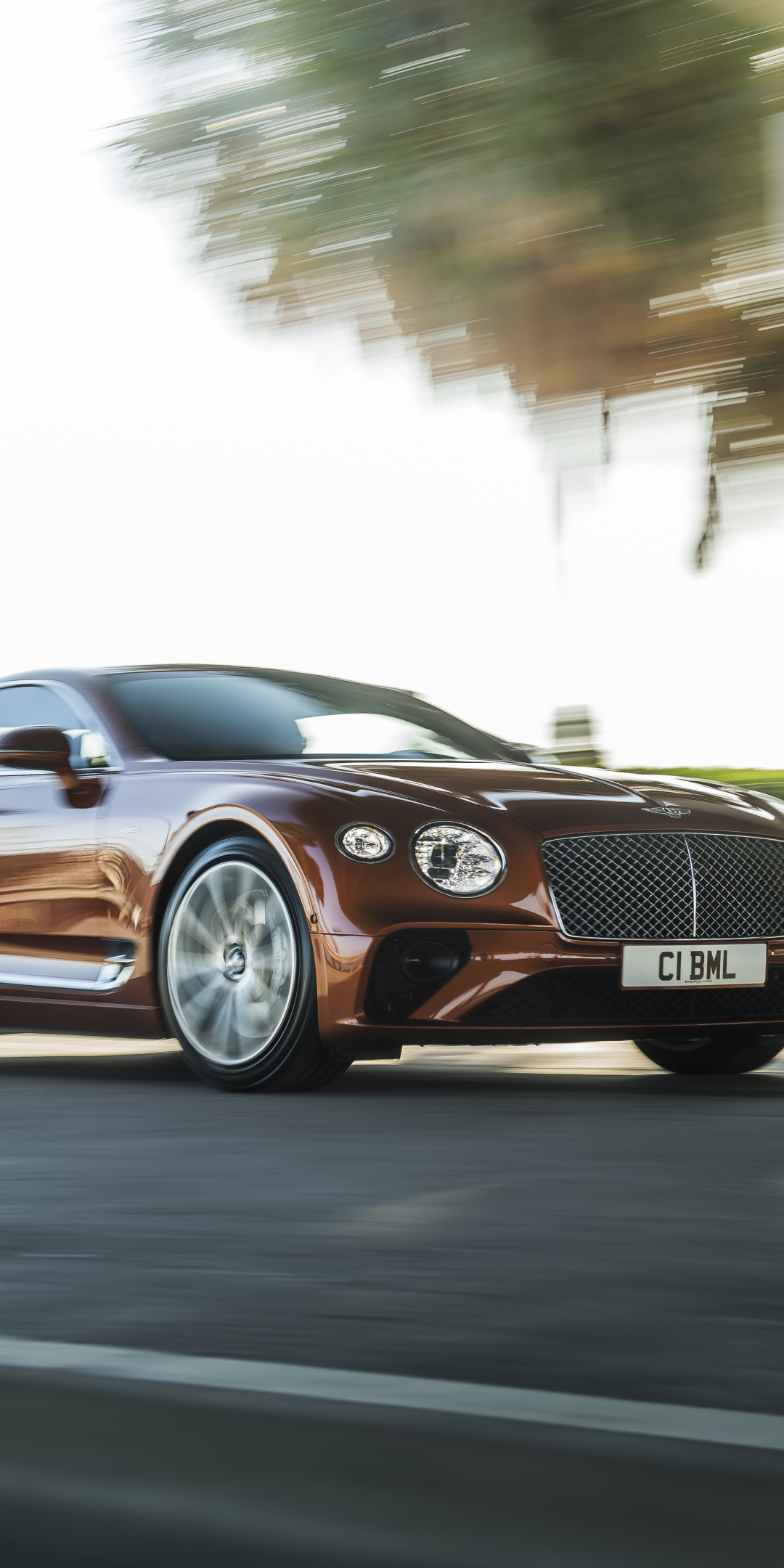 Motion blur, Bentley Continental GT, 1080x2160 wallpaper
