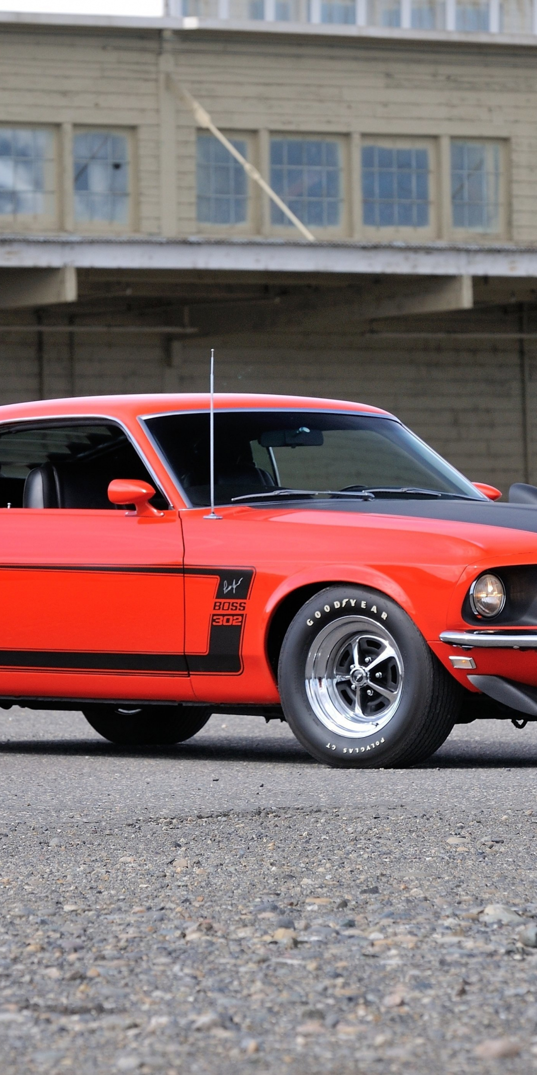 Red, muscle car, classic, 1969 Ford Mustang Boss 302, 1080x2160 wallpaper