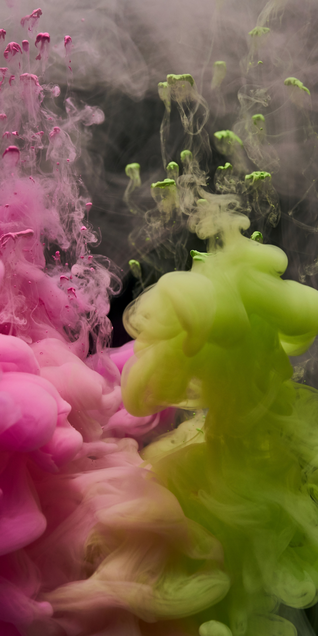 Ink dipping, clouds, colorful, underwater, close up, 1080x2160 wallpaper