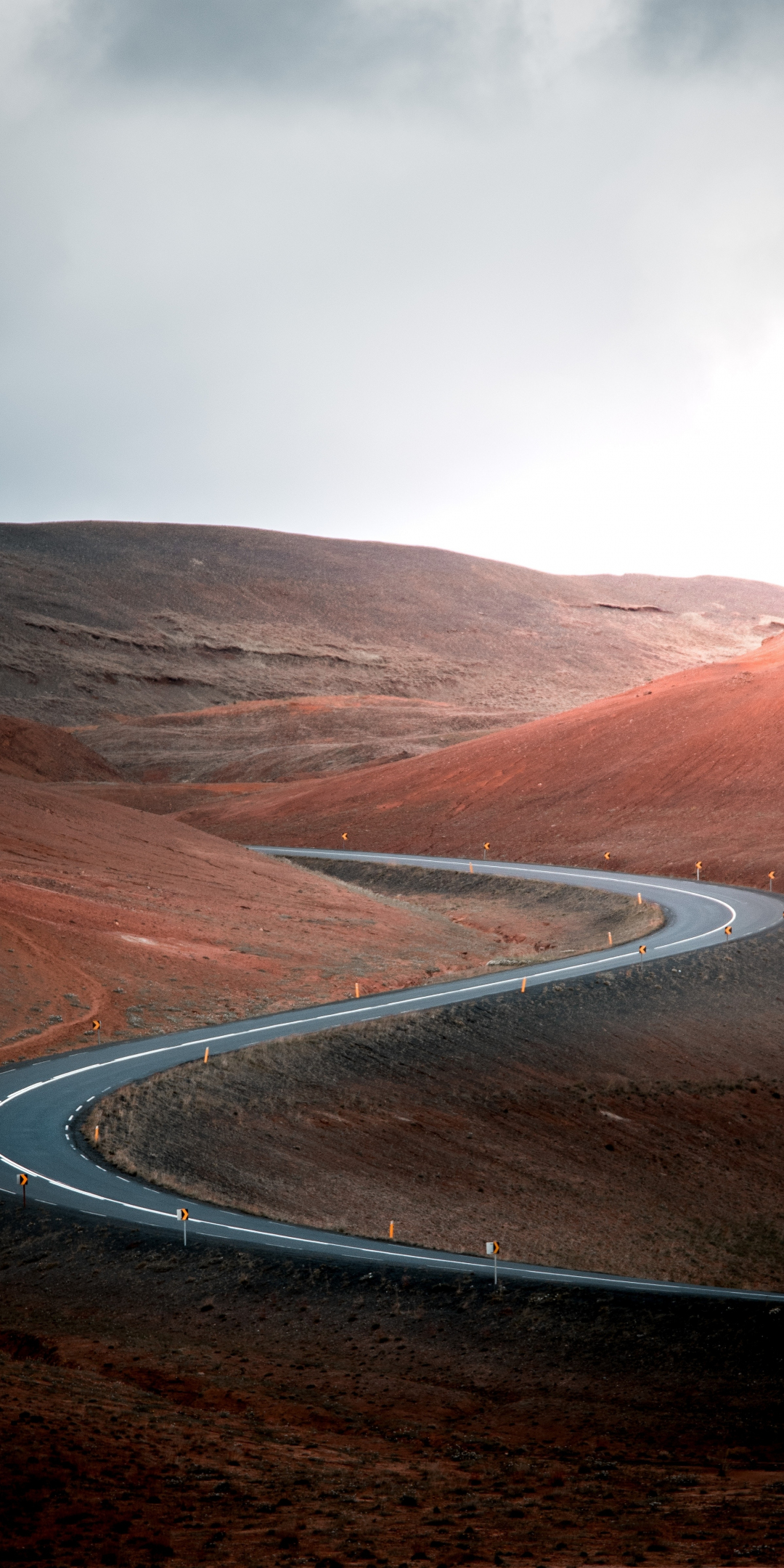Road, highway, turns, hills, nature, 1080x2160 wallpaper