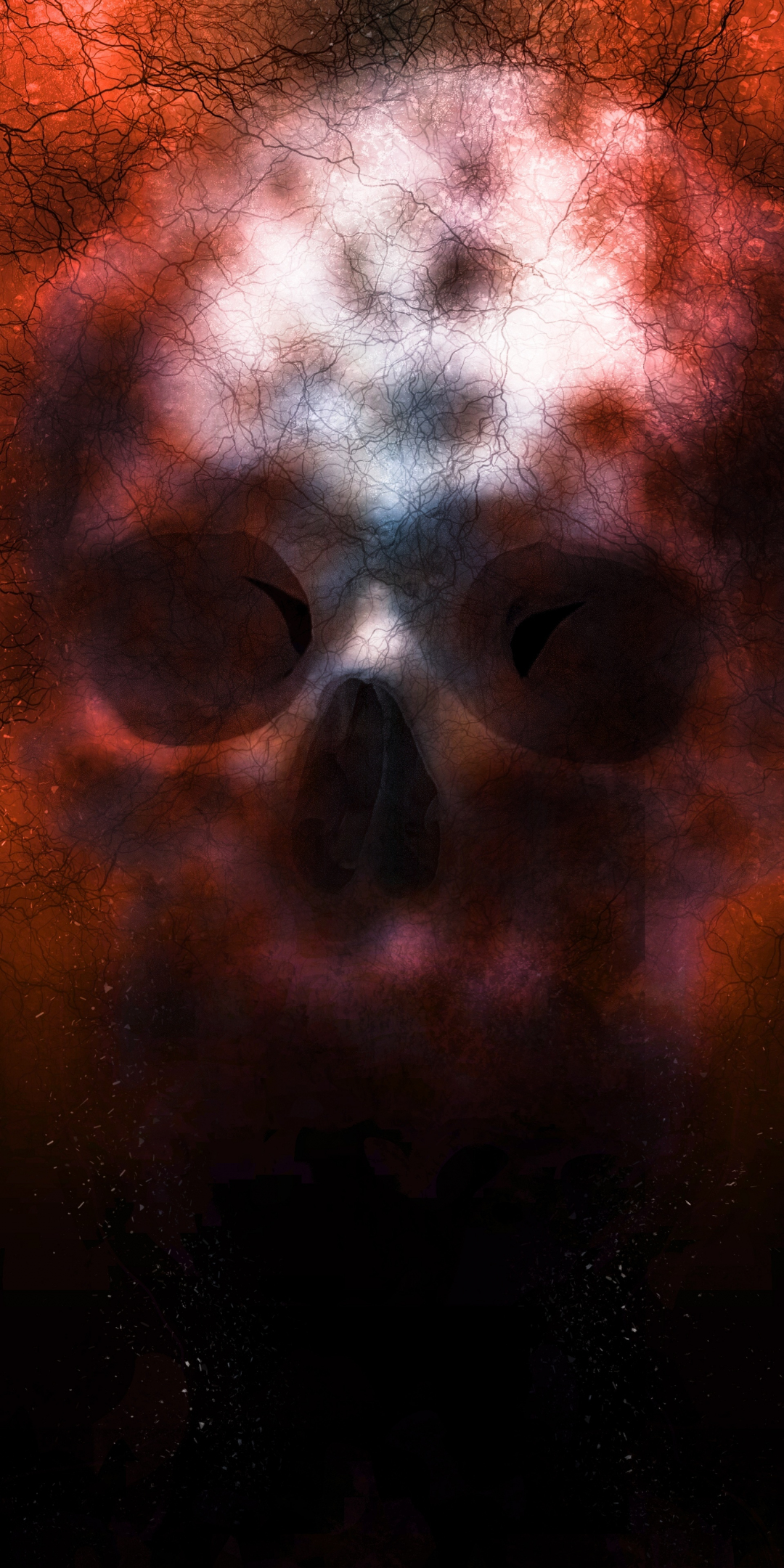 Skull, blur, creepy, fantasy, digital art, 1080x2160 wallpaper