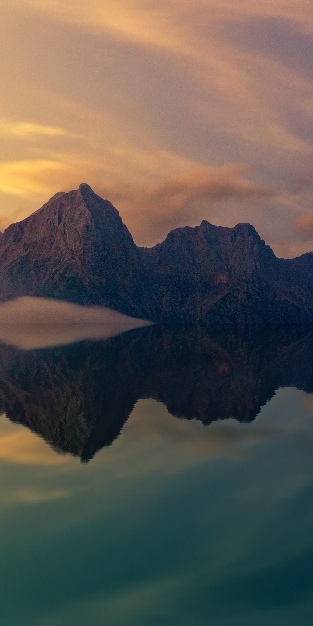 Mountains, reflections, sunset, 1080x2160 wallpaper