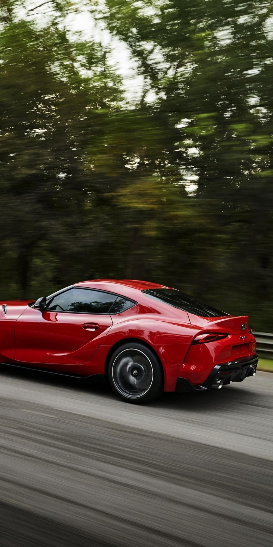 On-road, side view, sports car, Toyota Supra, 1080x2160 wallpaper