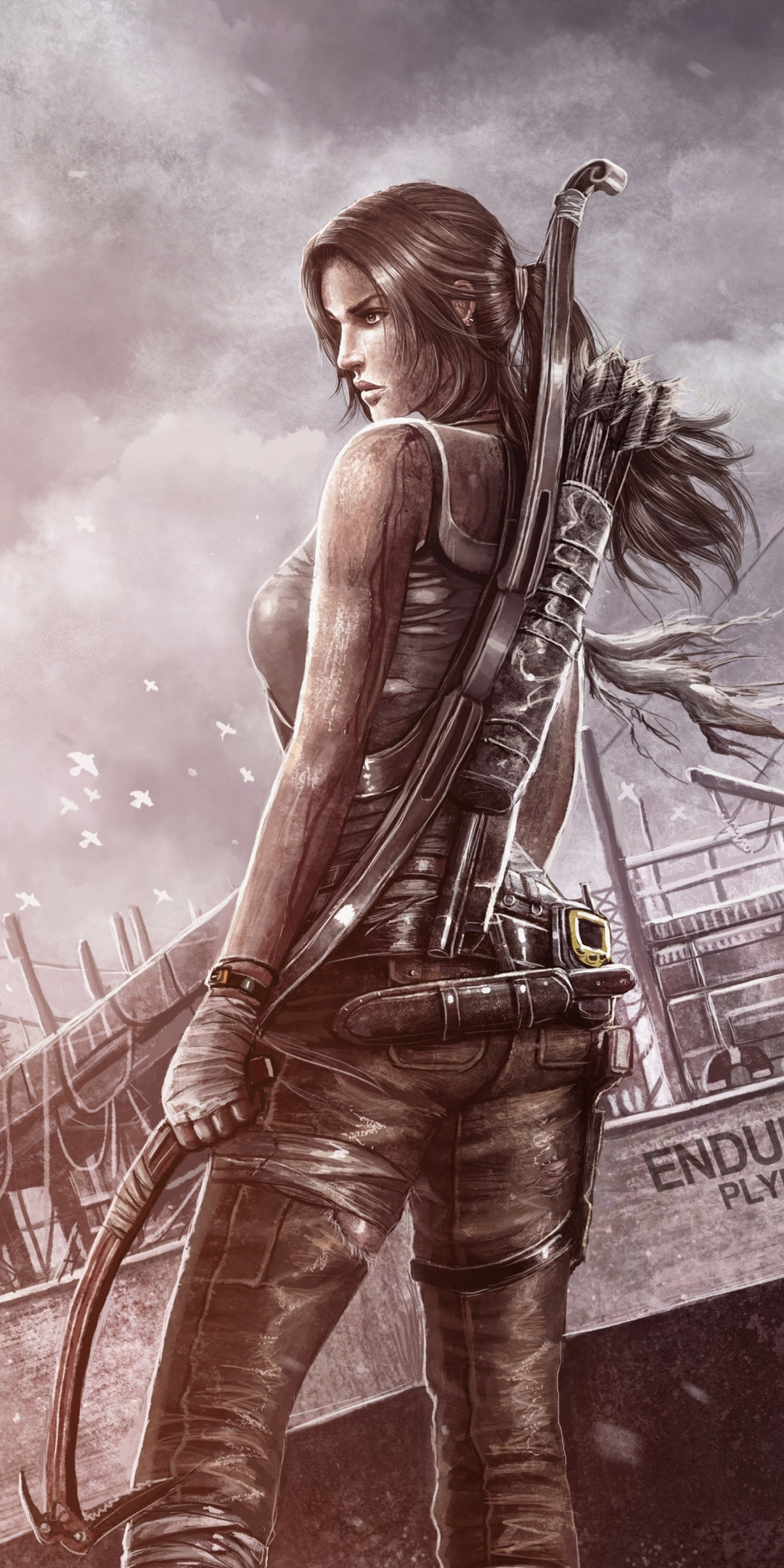 Tomb Raider, archer, Lara Croft, video game, fan art, 1080x2160 wallpaper