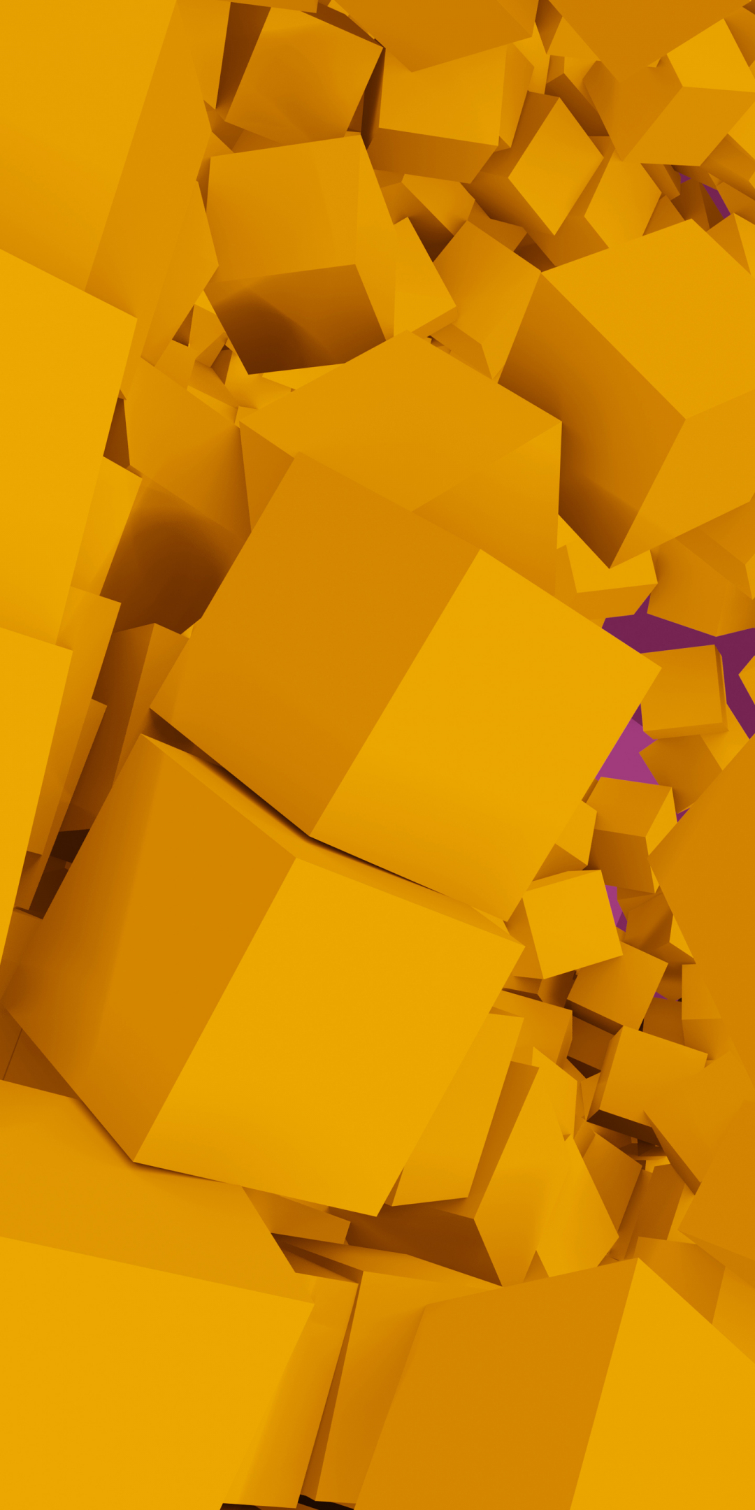 Yellow 3d cubes, abstract, 1080x2160 wallpaper