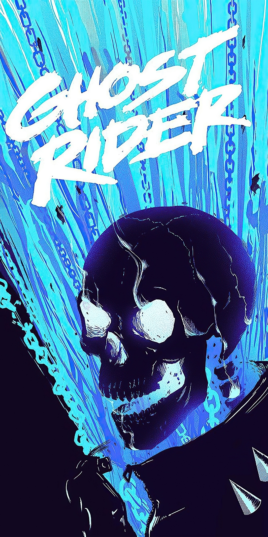 Ghost Rider, dark, minimal art, 1080x2160 wallpaper
