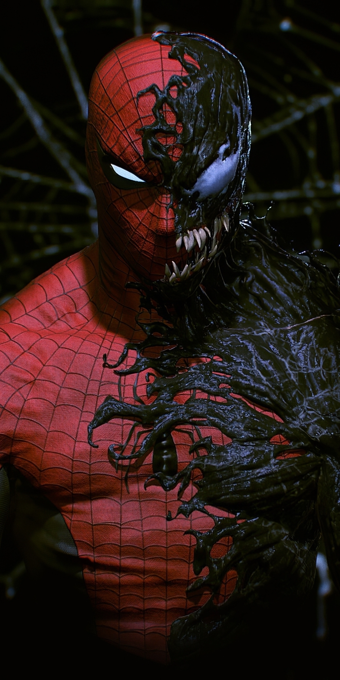 Spider-man inside venom, art, 1080x2160 wallpaper
