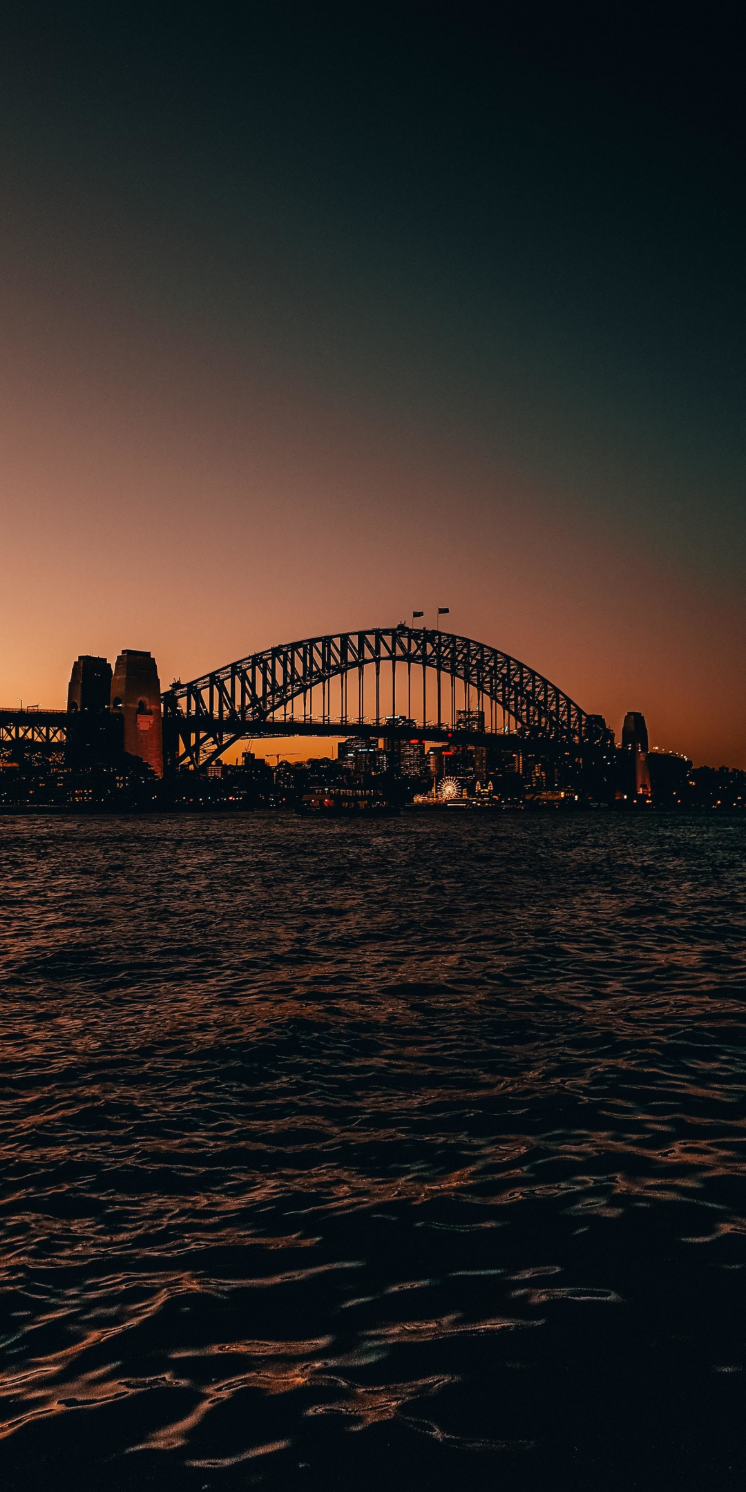 Bridge over bay, city, sunset, 1080x2160 wallpaper