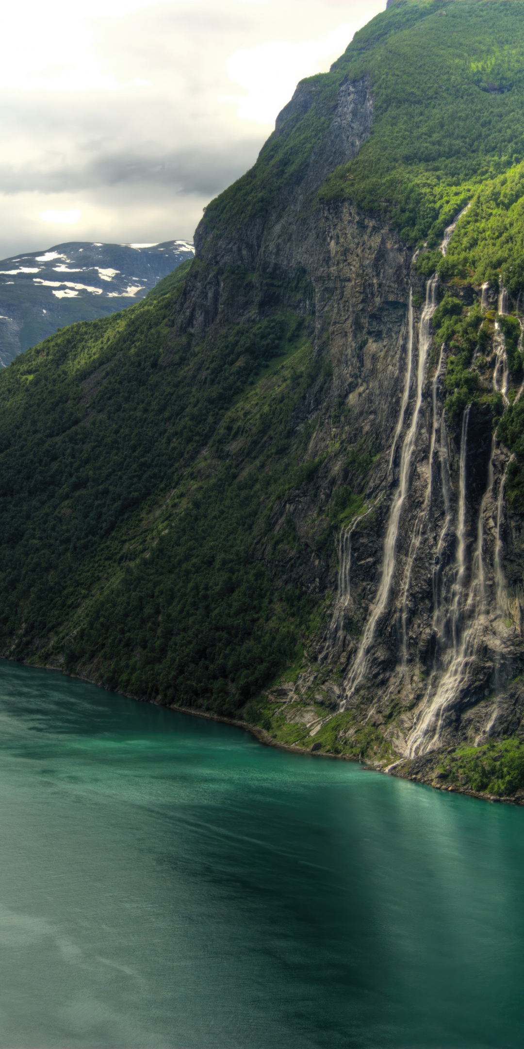 River, seven sisters, waterfall, Geirangerfjord, 1080x2160 wallpaper