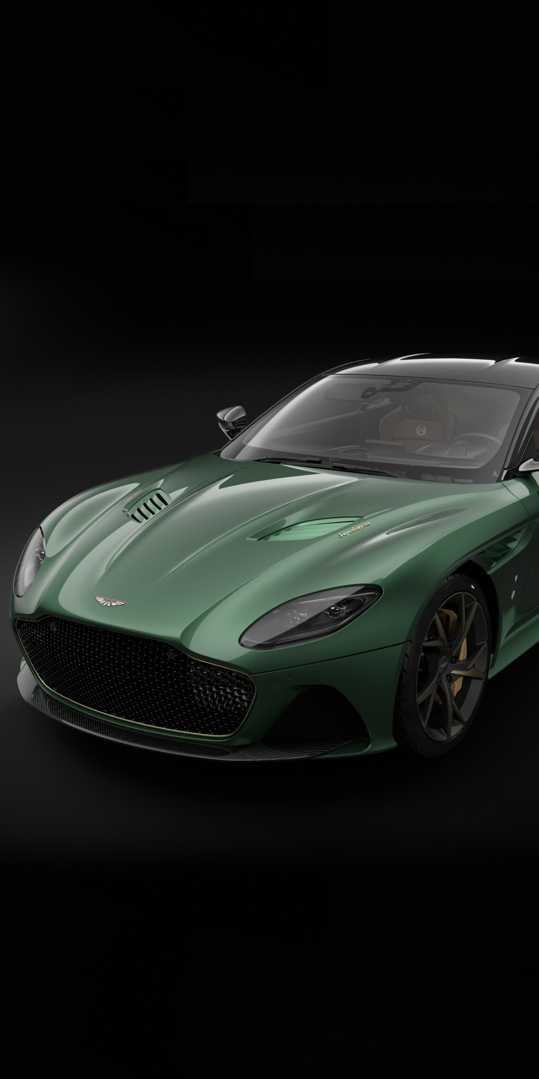 Green, Aston Martin DBS, portrait, 1080x2160 wallpaper