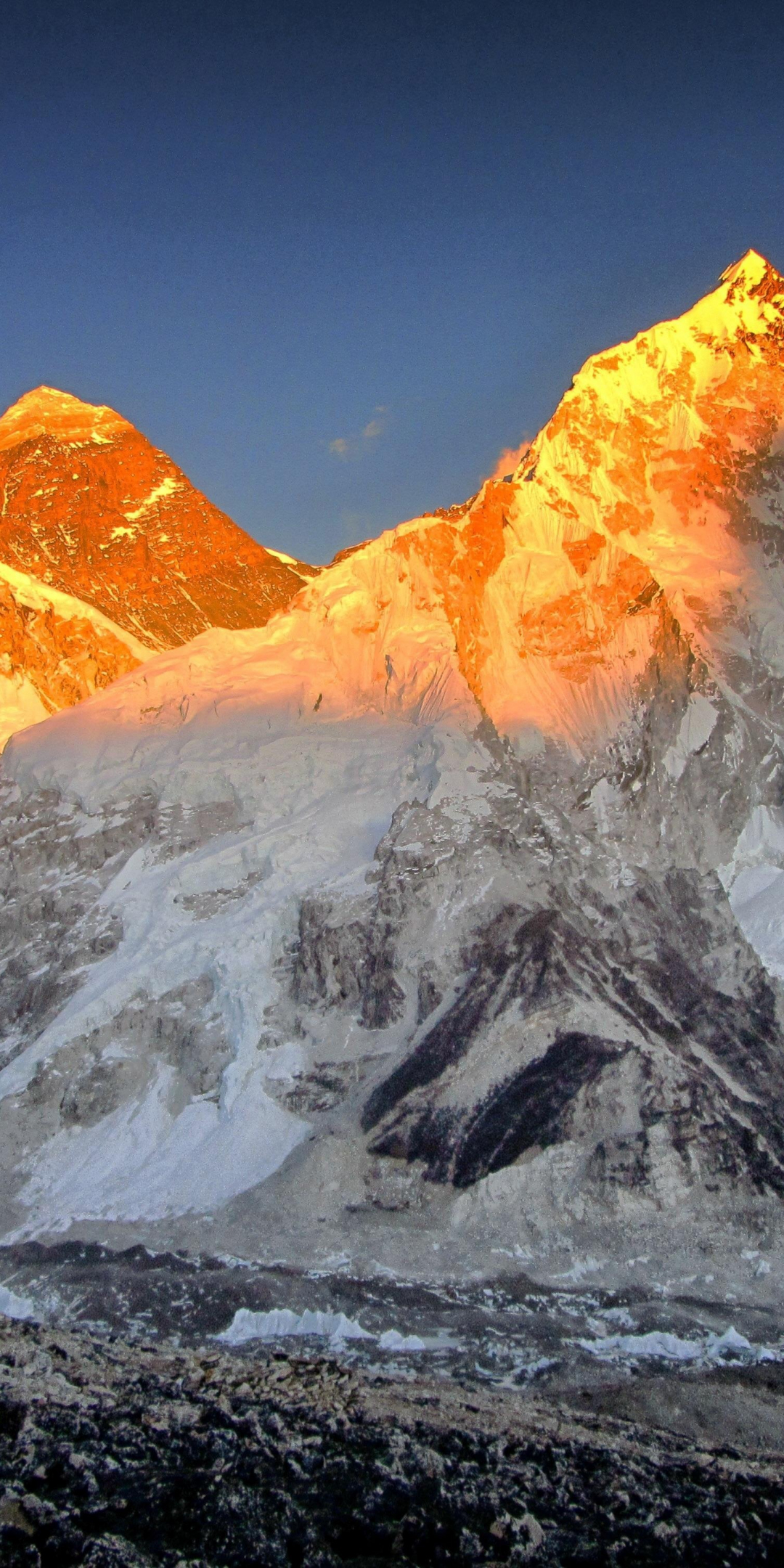 Mount everest, golden peak, sunset, nature, 1080x2160 wallpaper