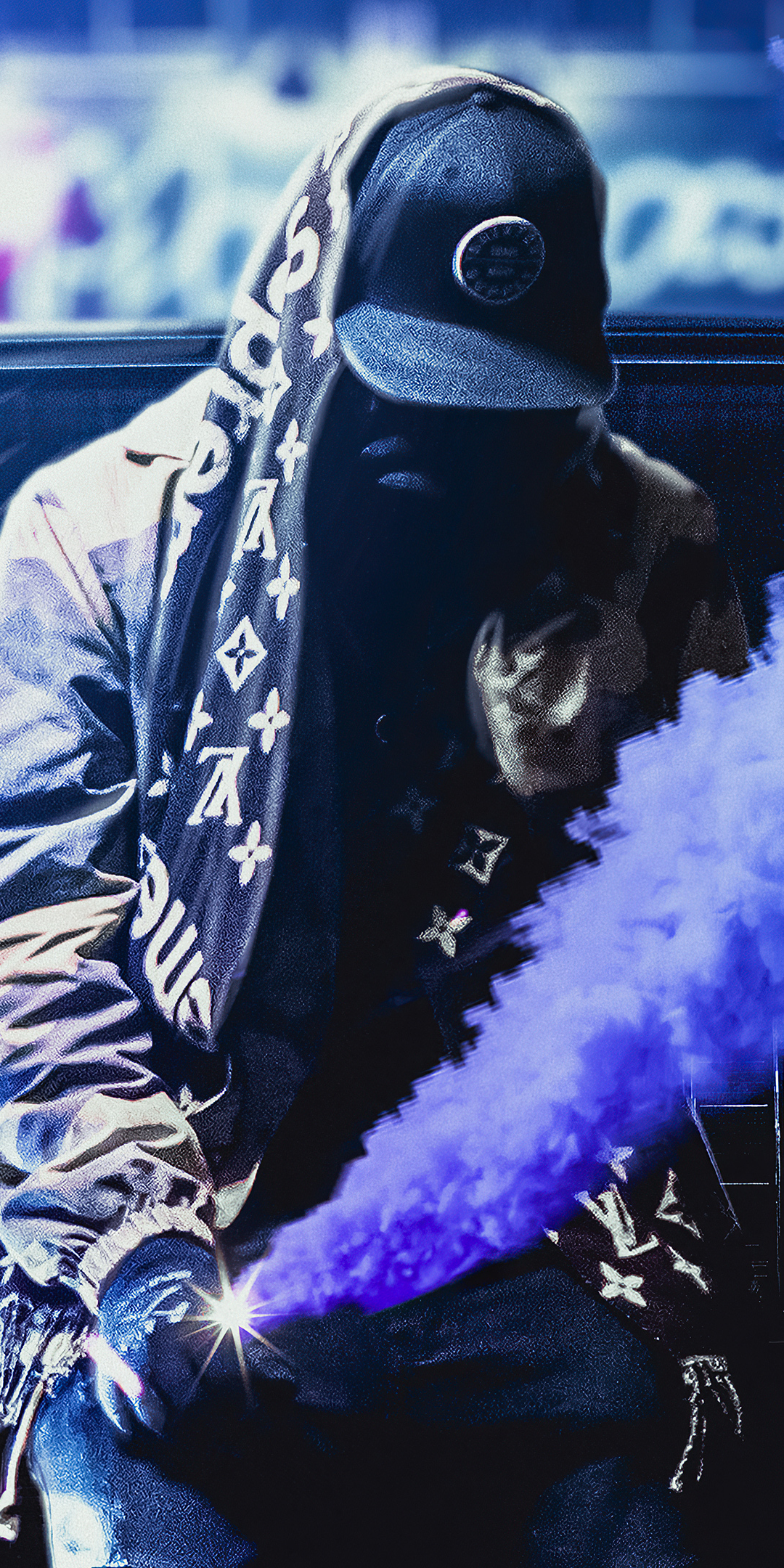Boy with smoke bomb, photography, 1080x2160 wallpaper