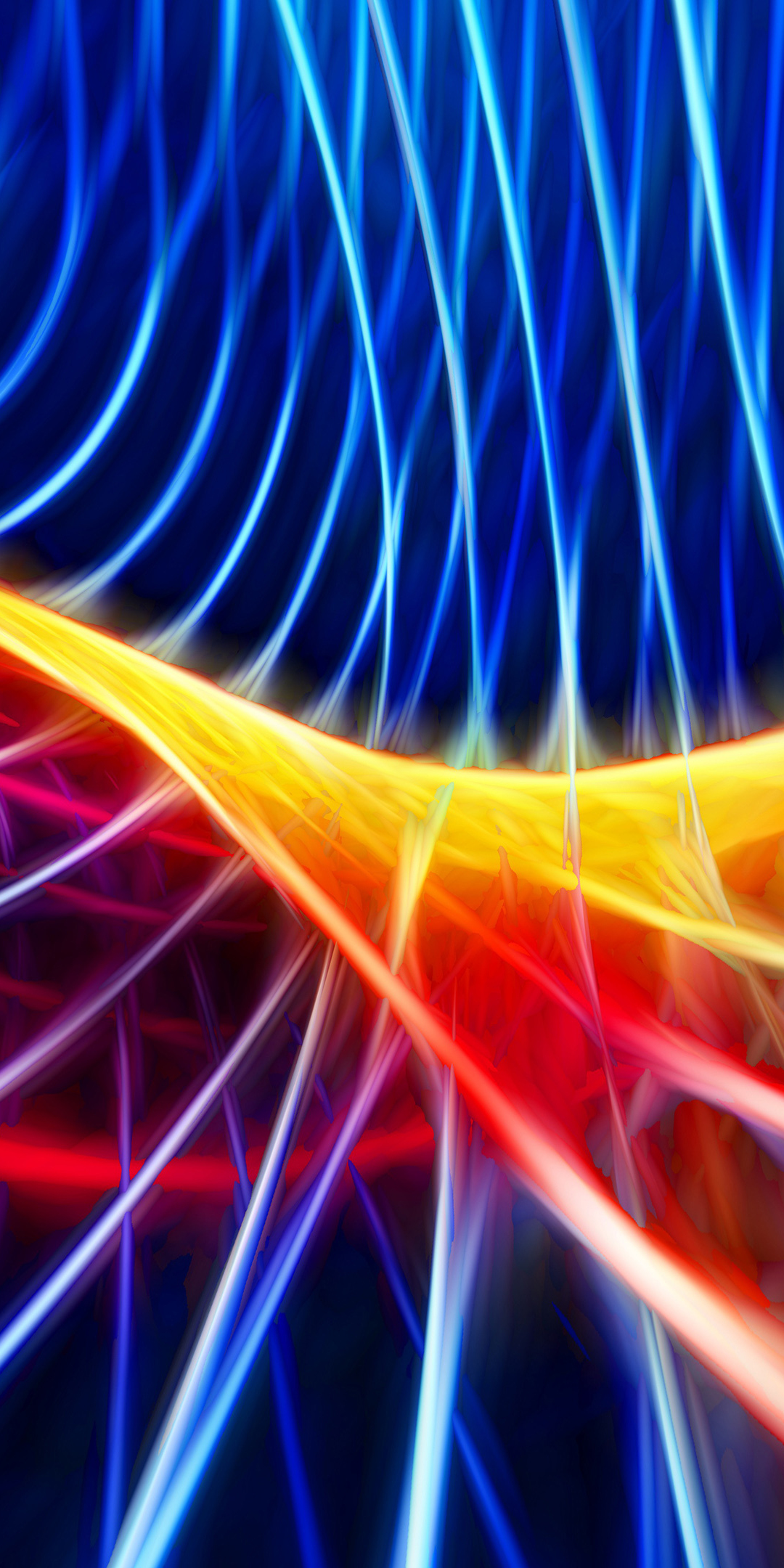 Abstract, wavy lines, multi-colored, pattern, 1080x2160 wallpaper