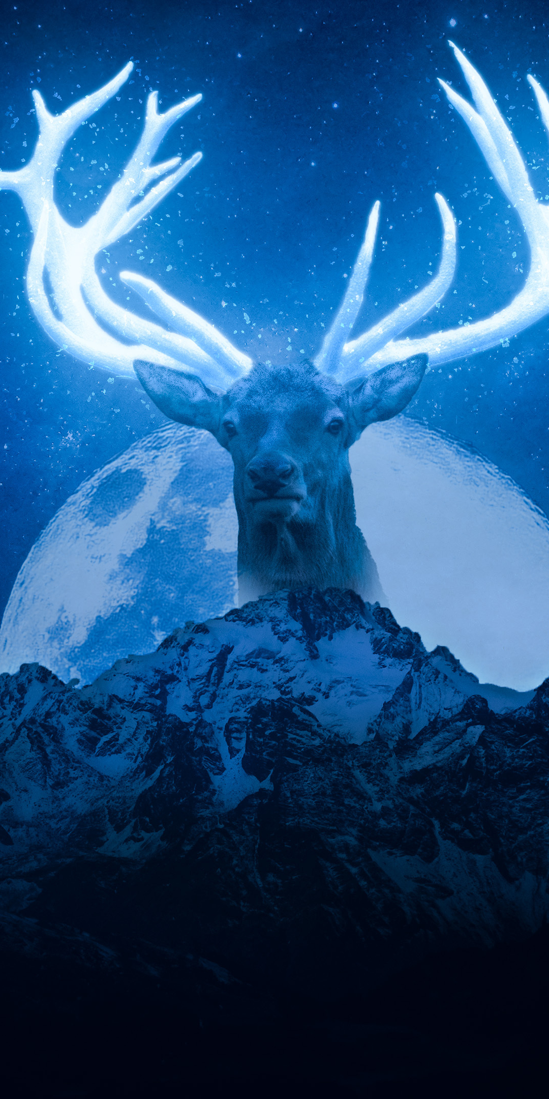Deer horns, glowing horns, art, 1080x2160 wallpaper