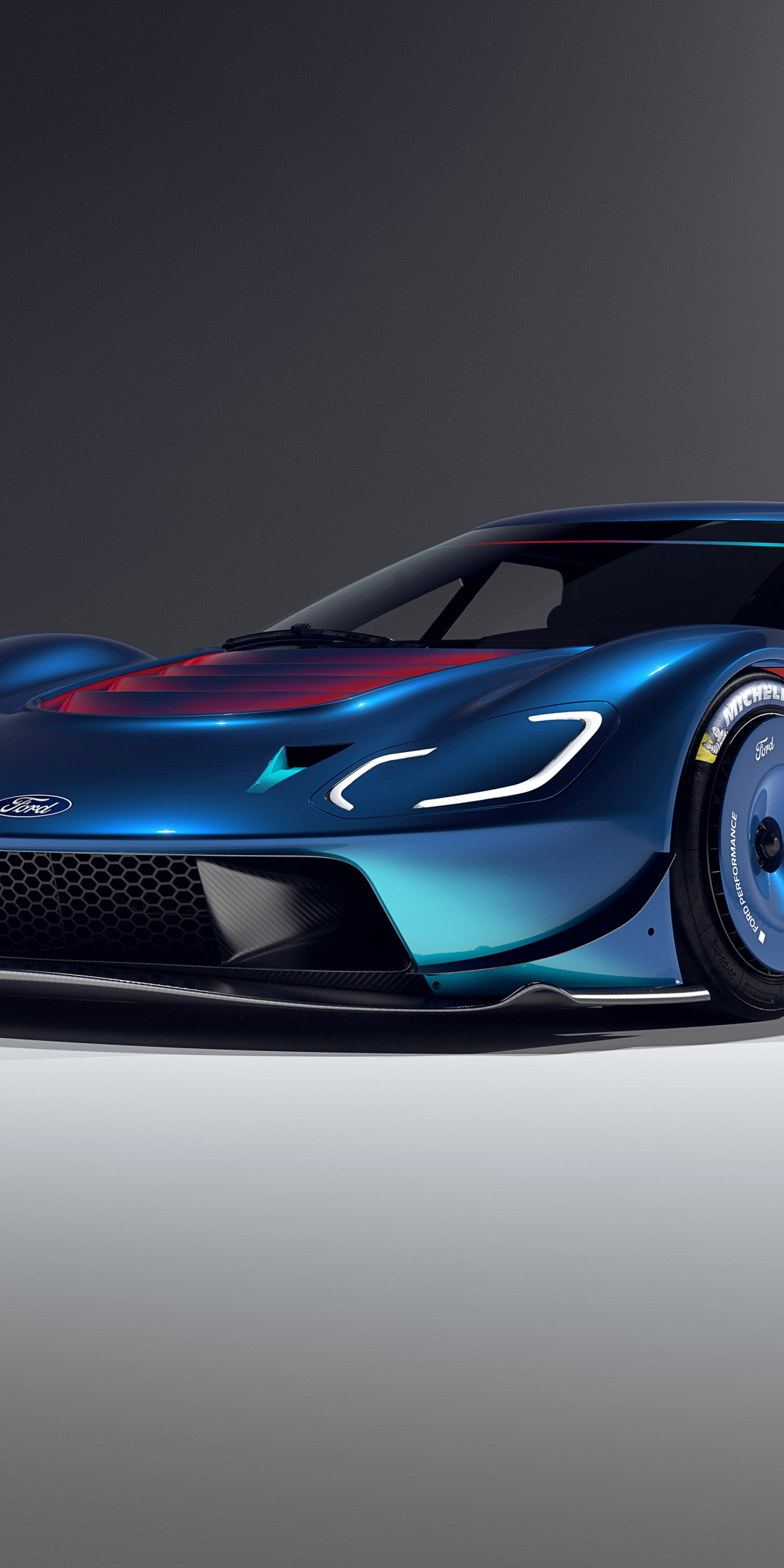 2023 car, Ford GT Nk IV, blue car, 1080x2160 wallpaper