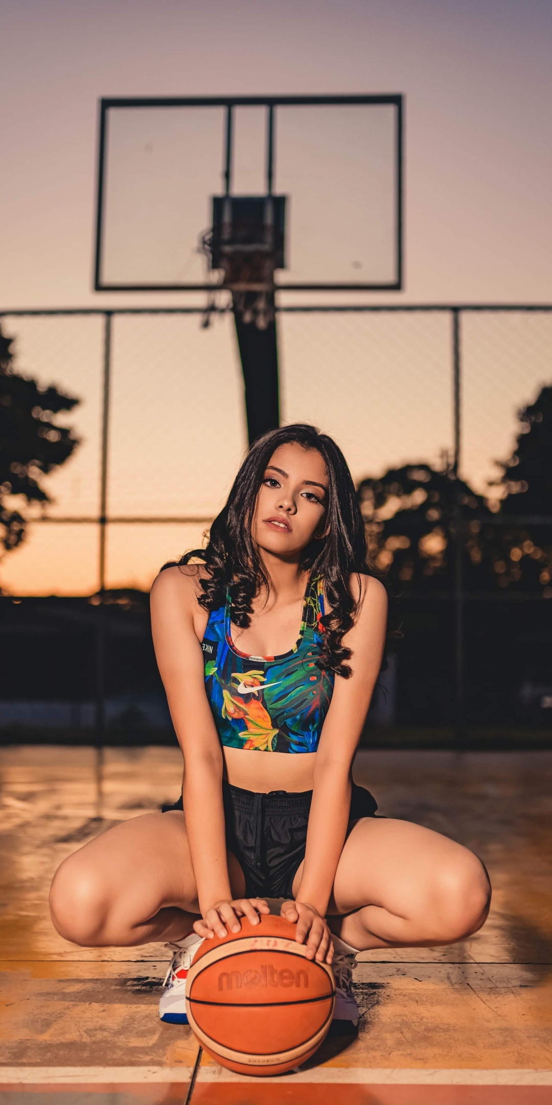 Basketball, girl model,  brunette, 1080x2160 wallpaper