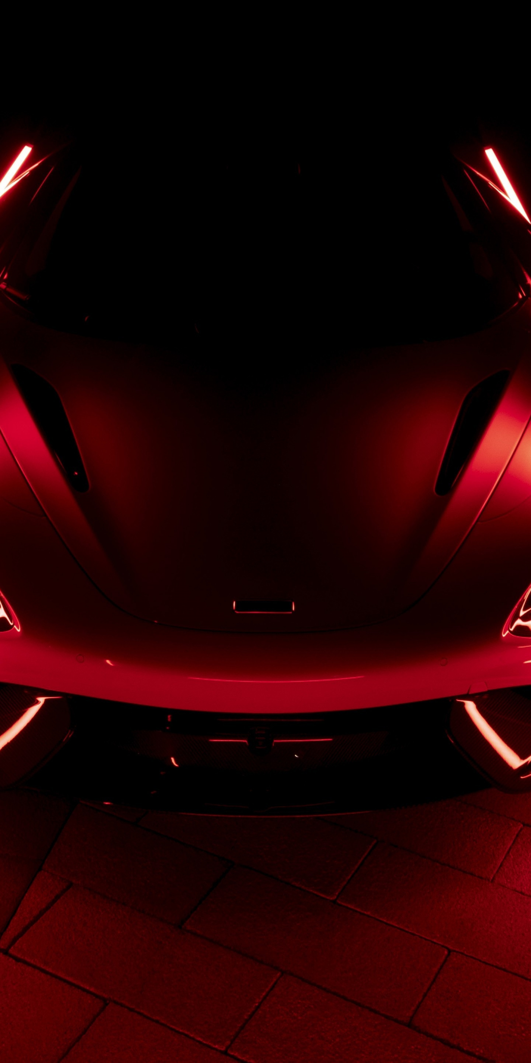 2021 McLaren 765LT, dark, red-glow, car, 1080x2160 wallpaper