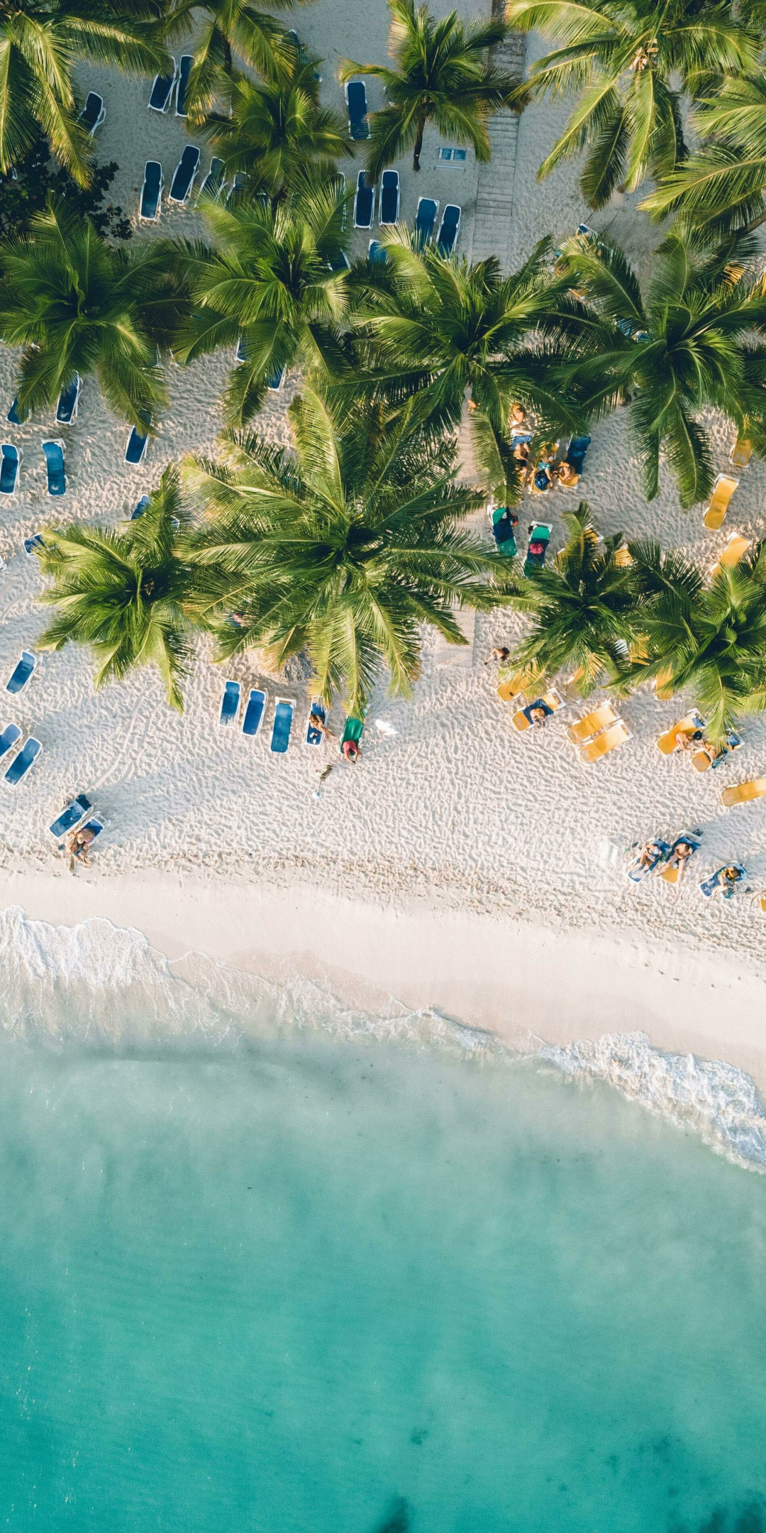 Blue beach, aerial view, calm and relaxed, holiday spot, 1080x2160 wallpaper