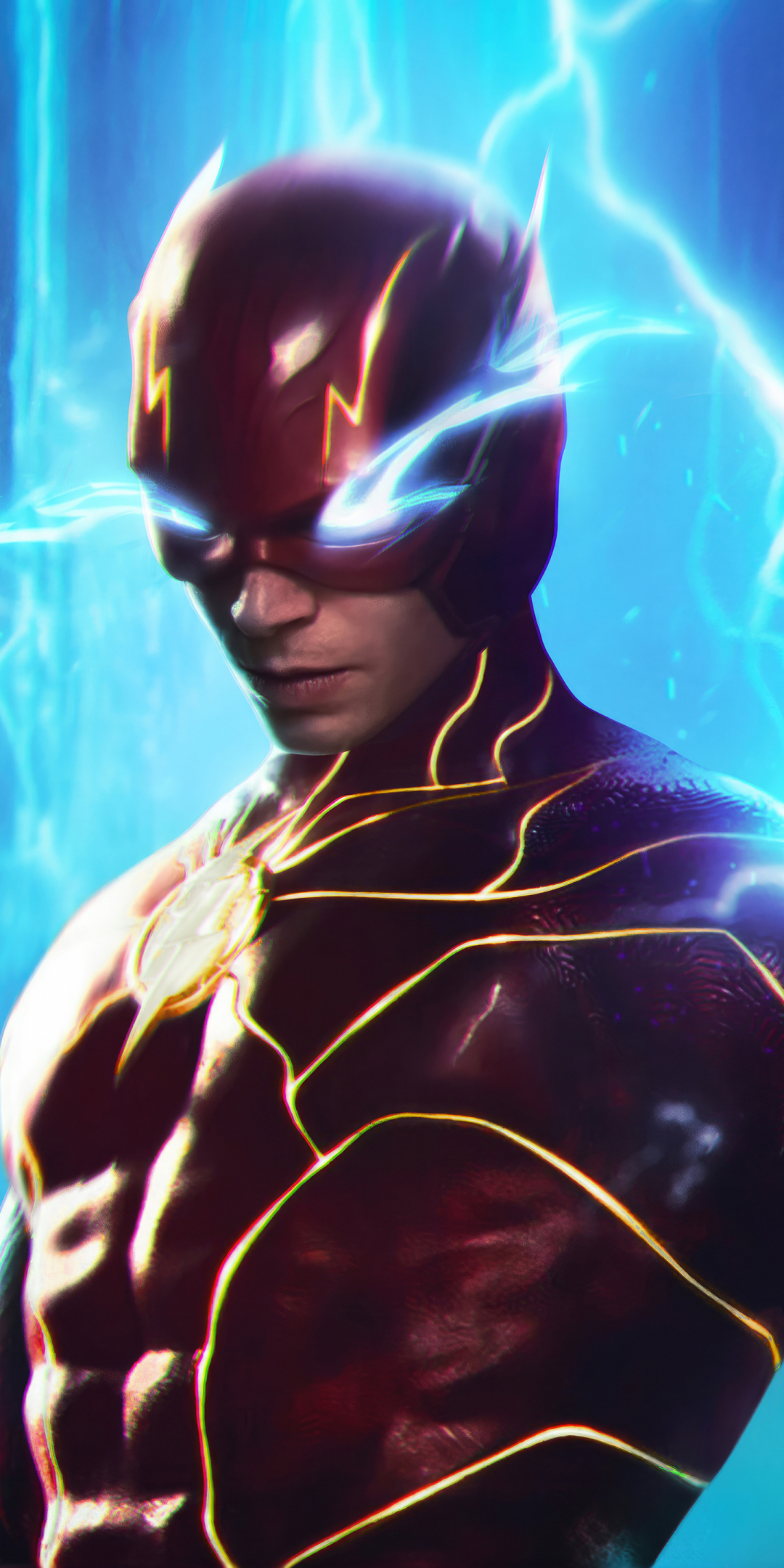 The Flash, unleashing the power, glowing eyes blue, 1080x2160 wallpaper