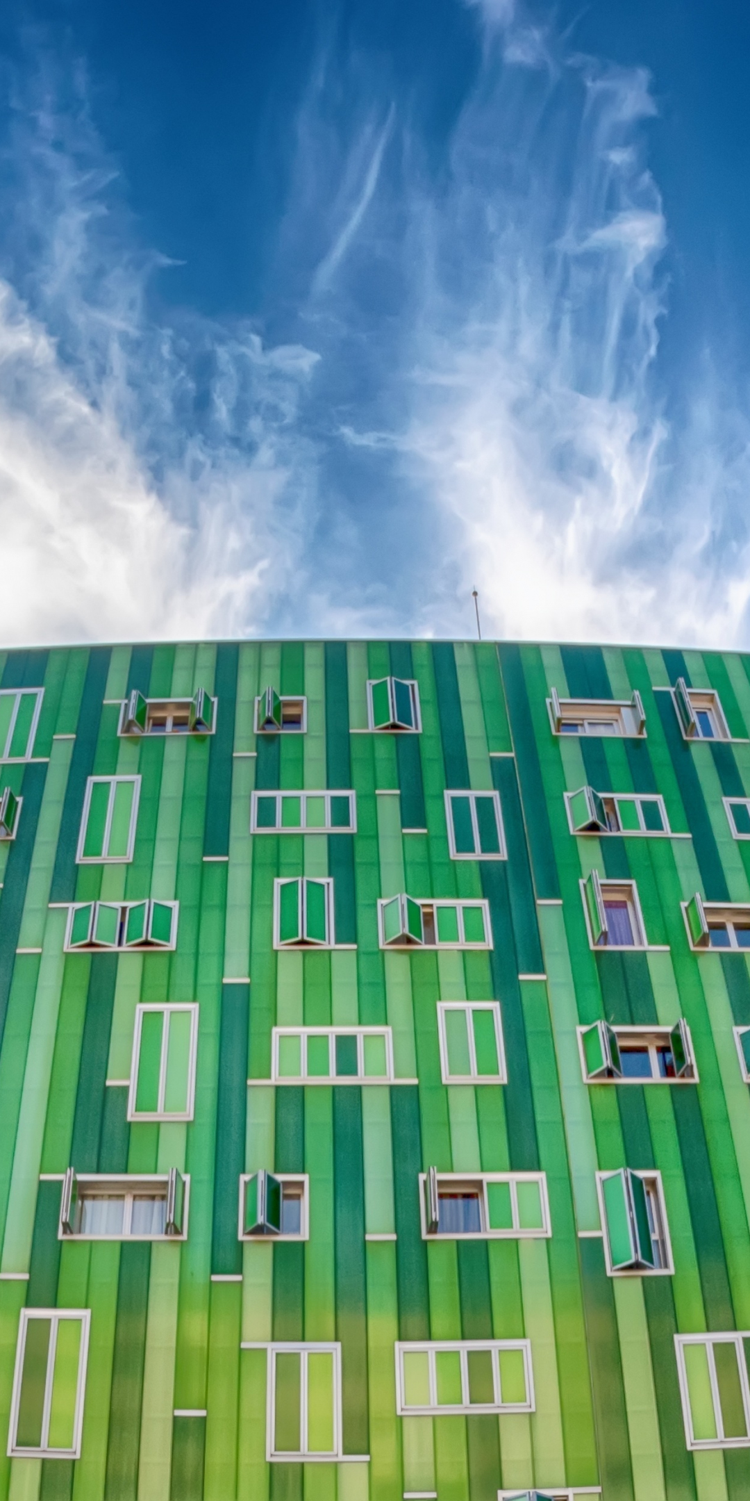 Green, facade, sunny day, building, architecture, 1080x2160 wallpaper