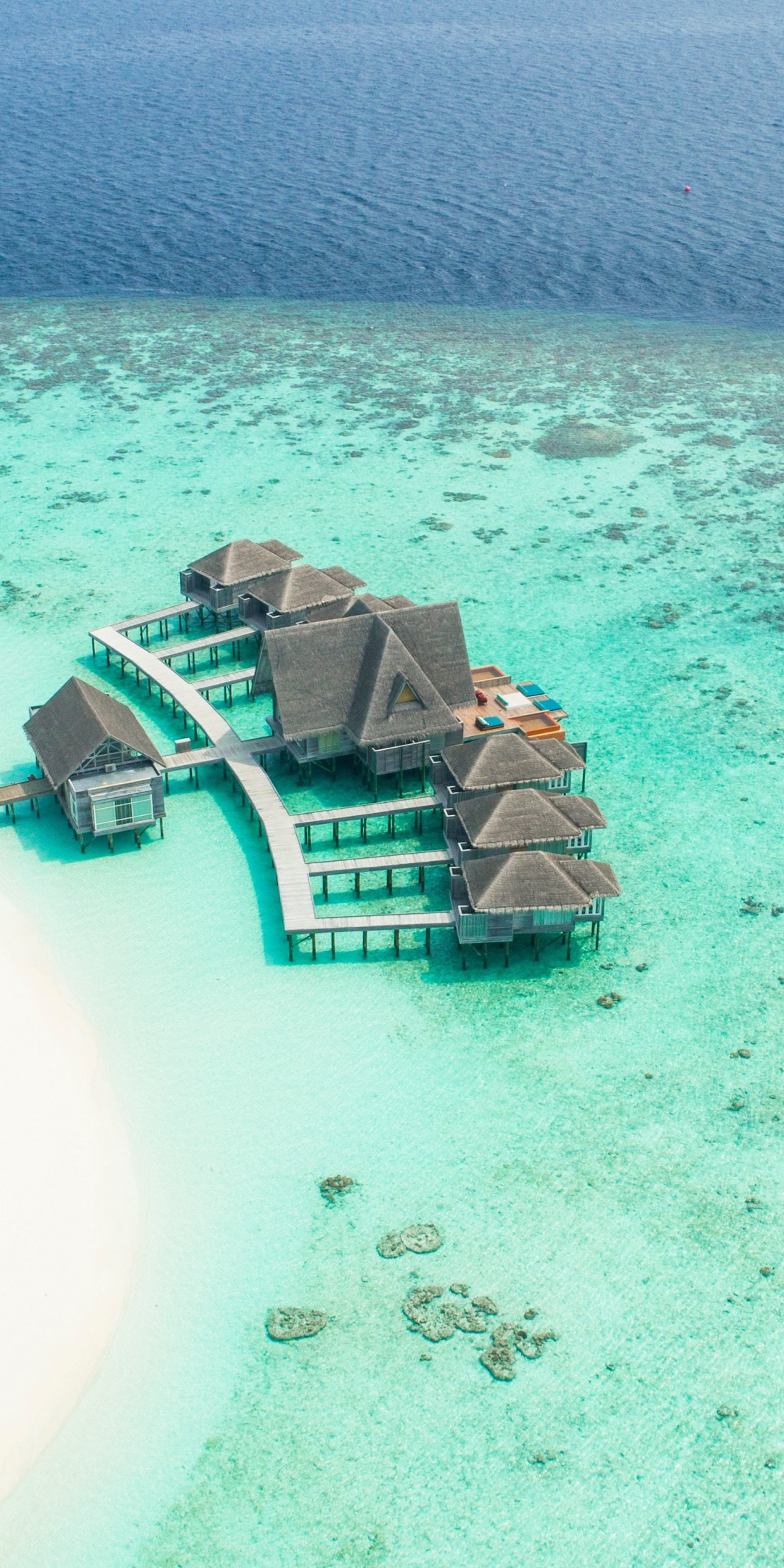 Resort, holiday, summer, aerial view, nature, Maldives, 1080x2160 wallpaper