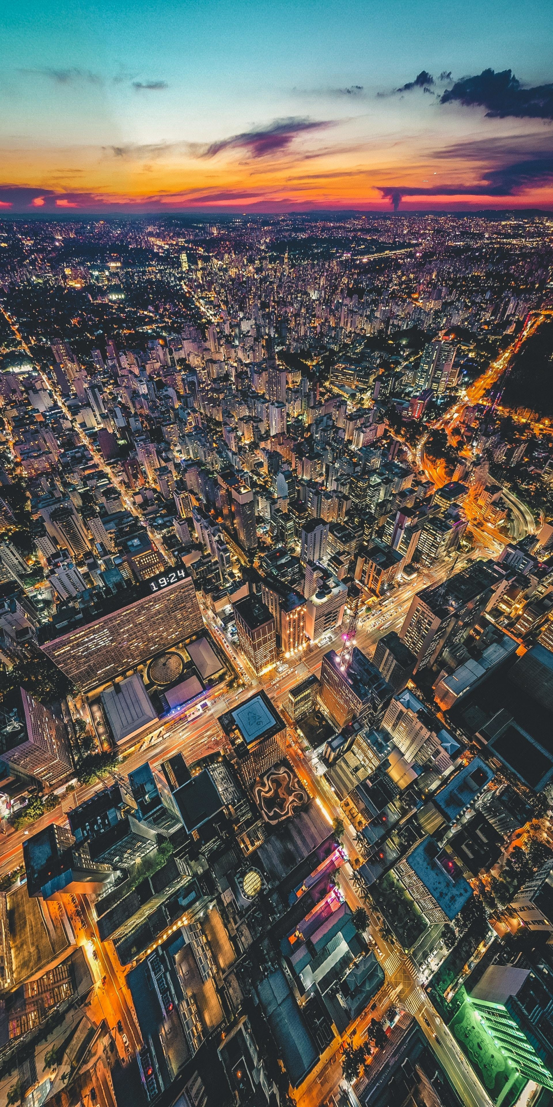 Aerial view, a night of the city, buildings, 1080x2160 wallpaper