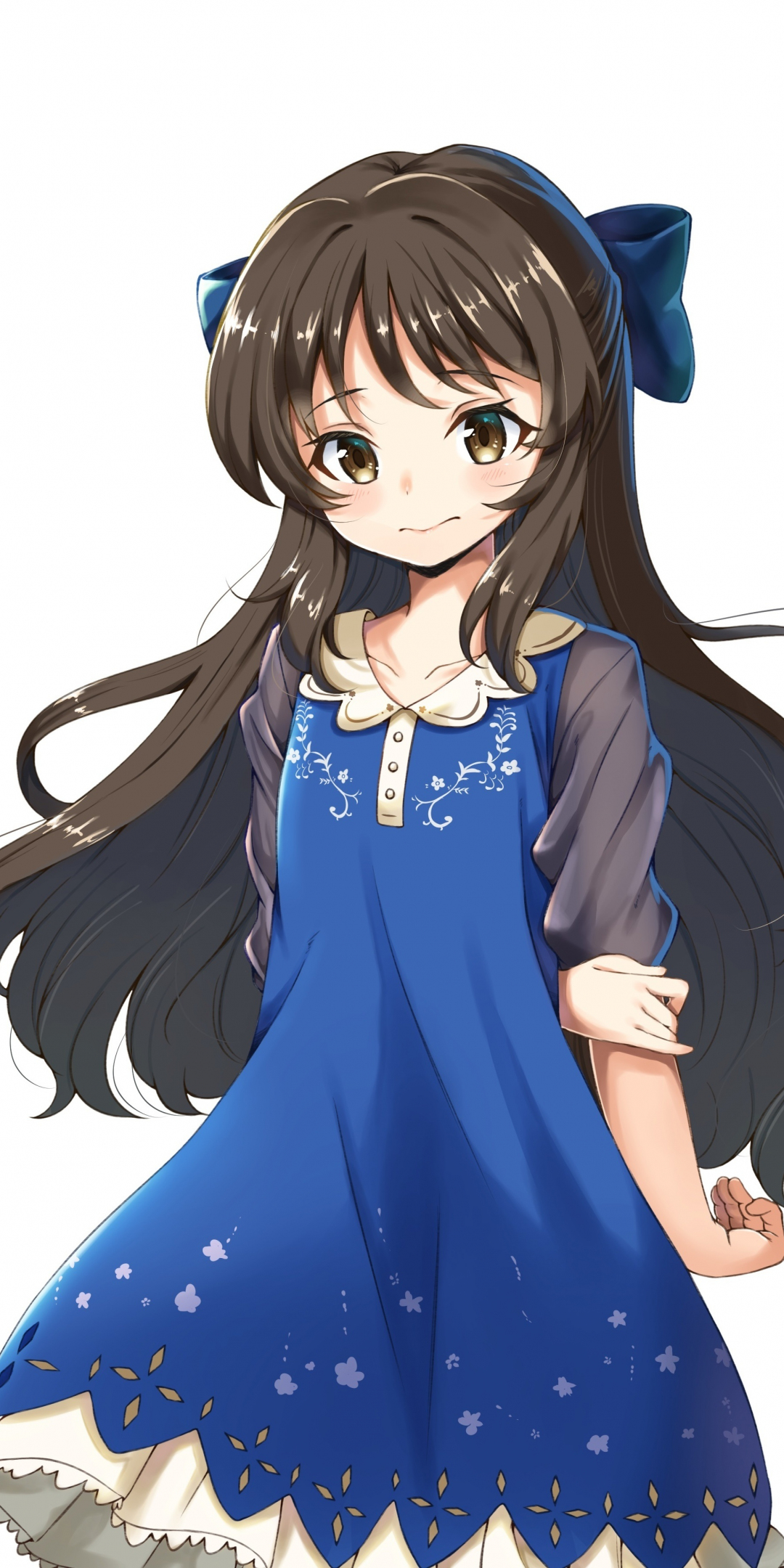 Cute, blue dress, anime girl, Arisu Tachibana, 1080x2160 wallpaper