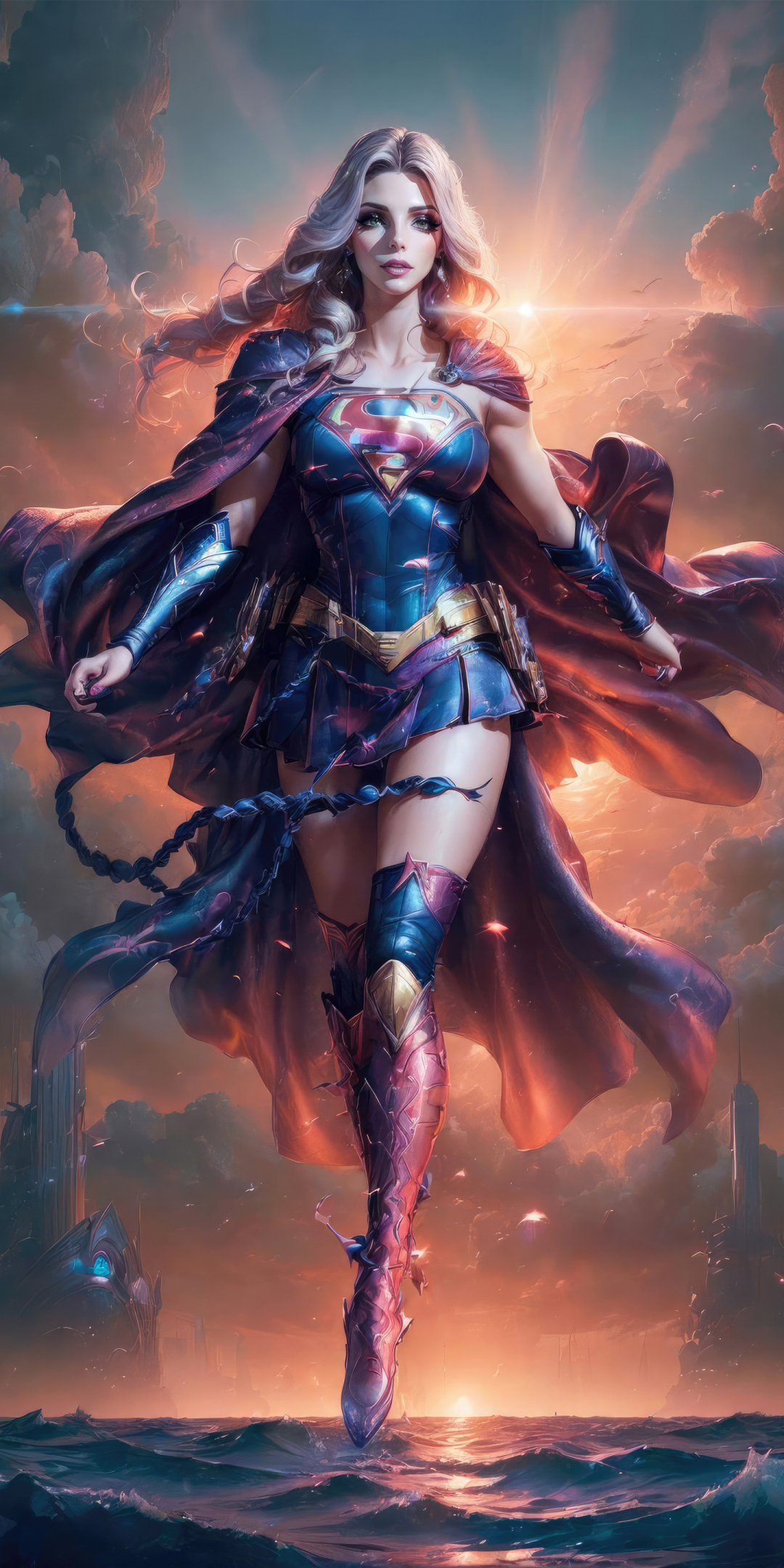 Wonderful supergirl, gorgeous girl, art, 1080x2160 wallpaper