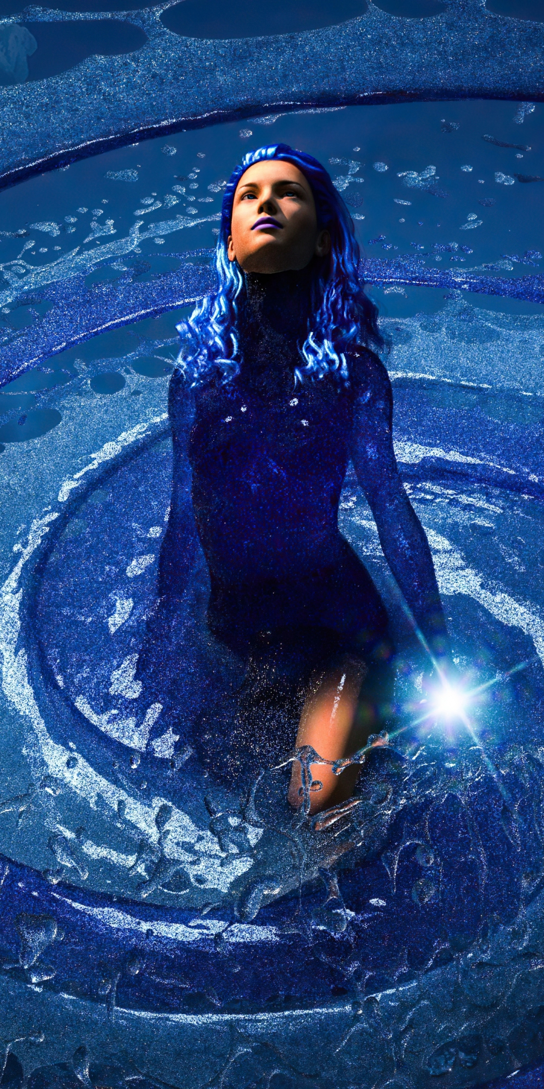 Free spirit, swirl lake, woman, fantasy, 1080x2160 wallpaper