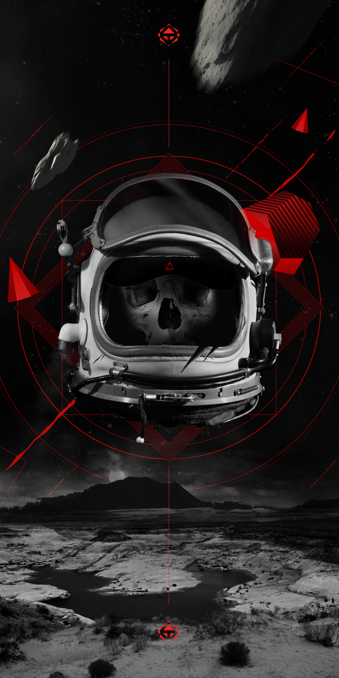 Skull, helmet, astronaut, 1080x2160 wallpaper
