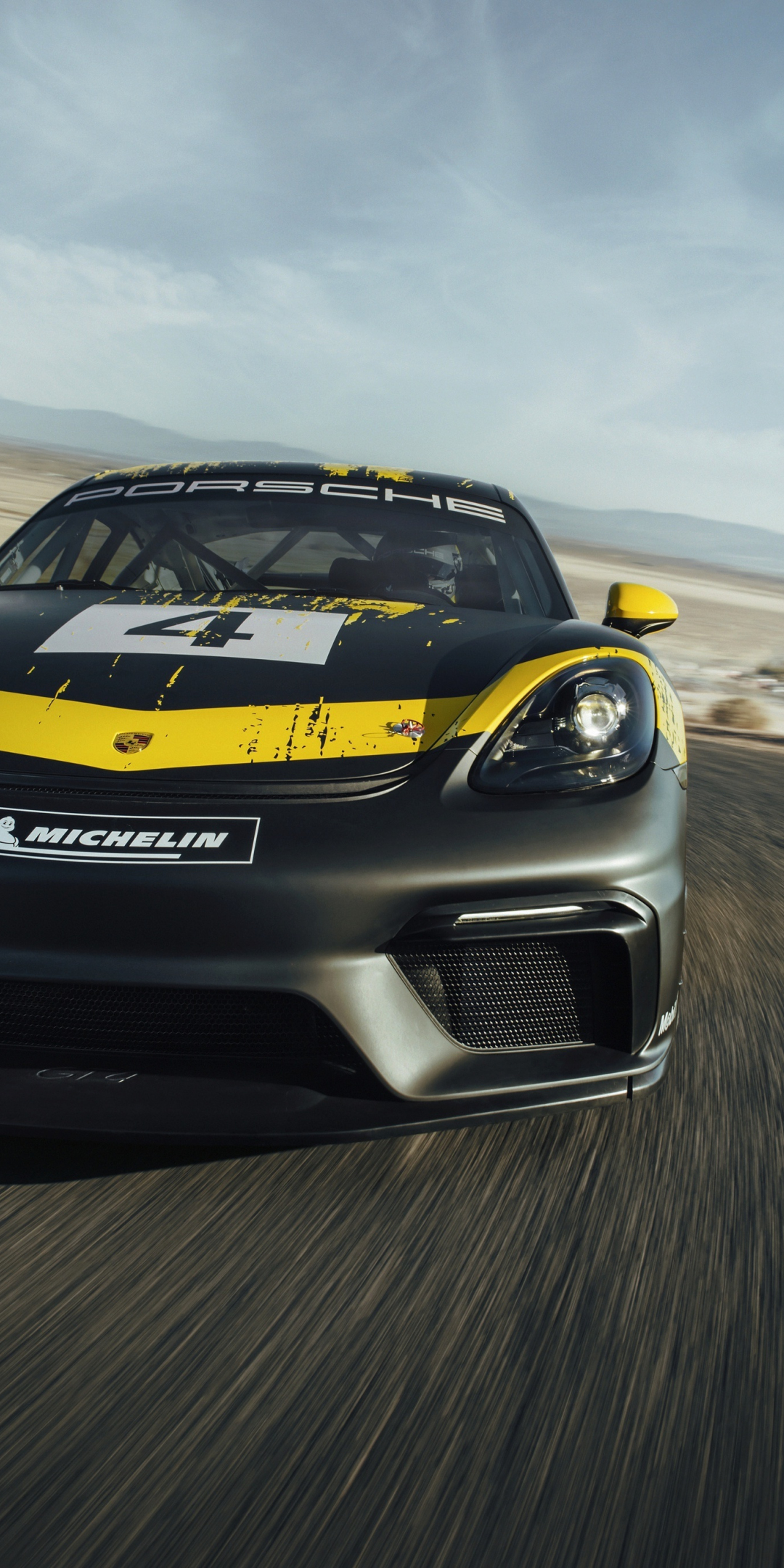 Race car, Porsche Cayman GT4, 1080x2160 wallpaper