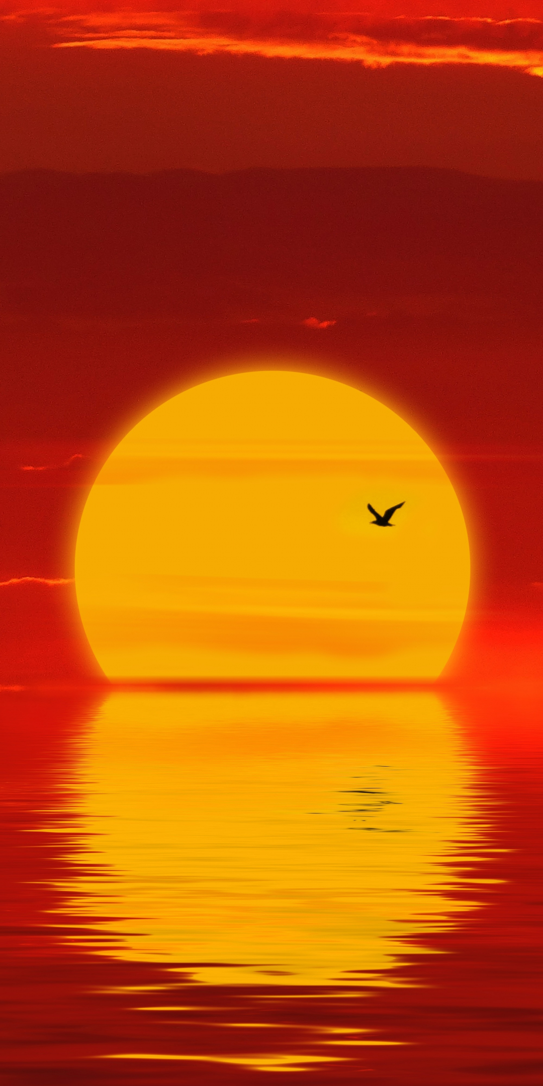 Sun, sunset, minimal, silhouette, 1080x2160 wallpaper