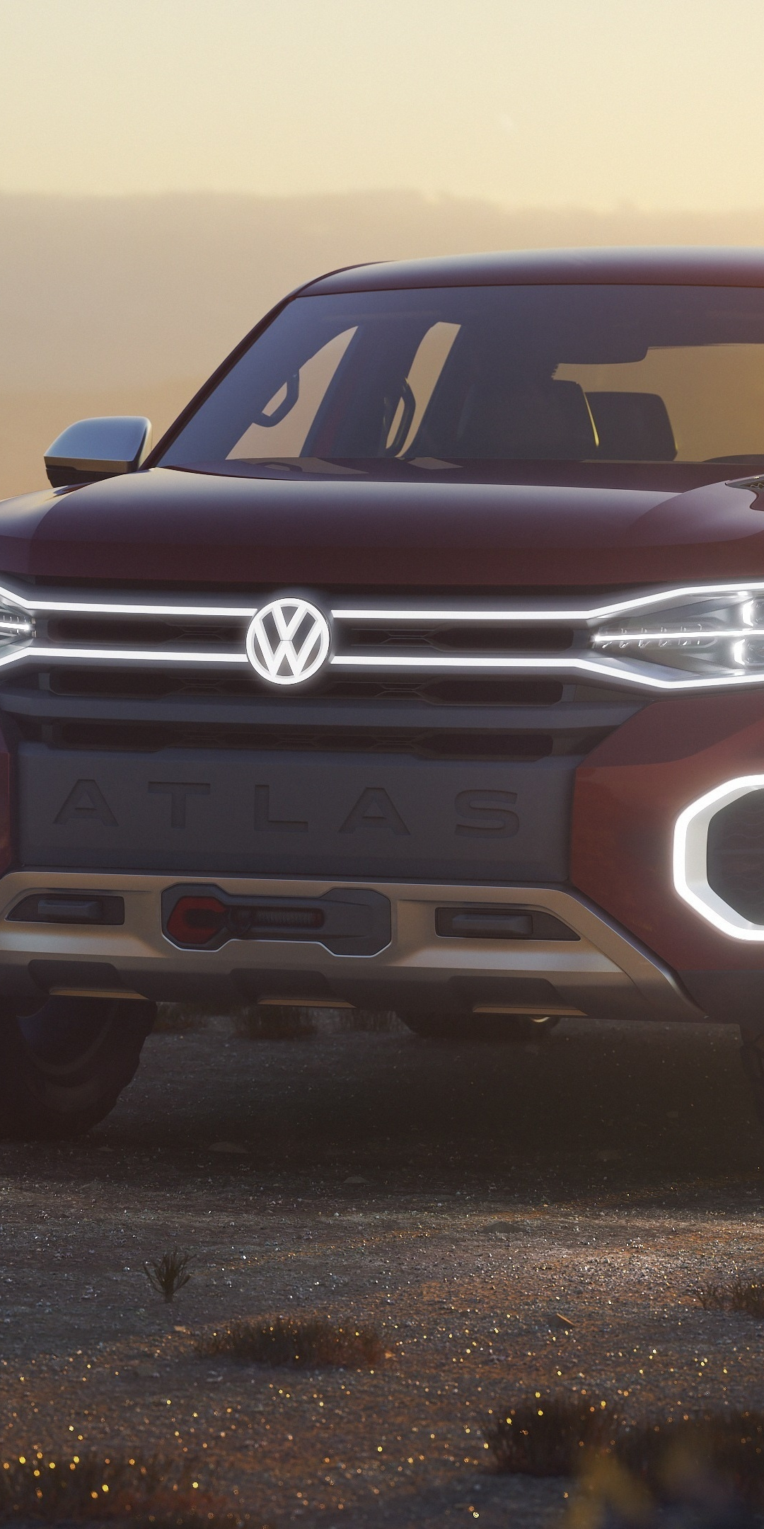 Volkswagen Atlas Tanoak, Pickup truck concept, new york auto, 1080x2160 wallpaper