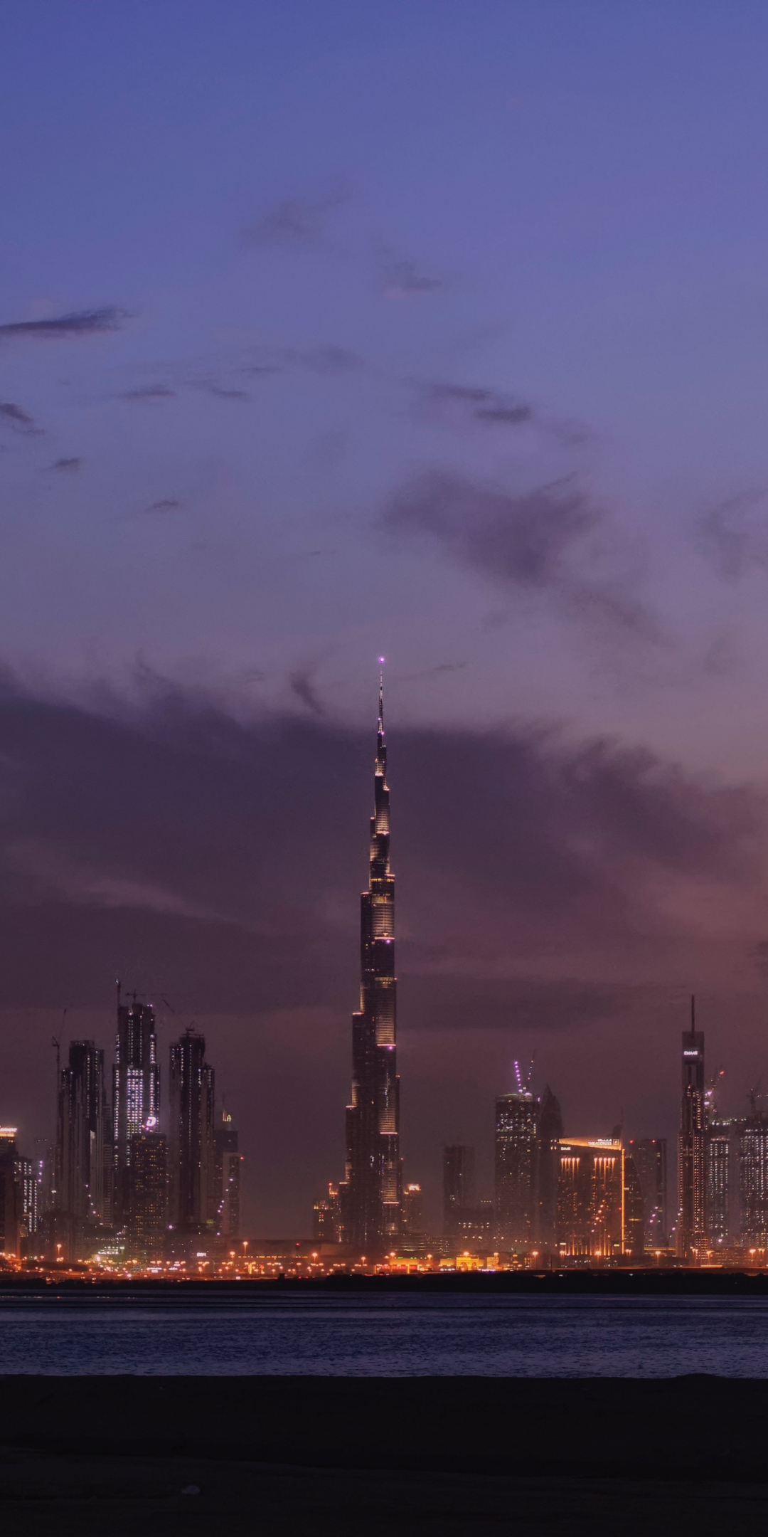 Dubai, cityscape, minimal, night, 1080x2160 wallpaper
