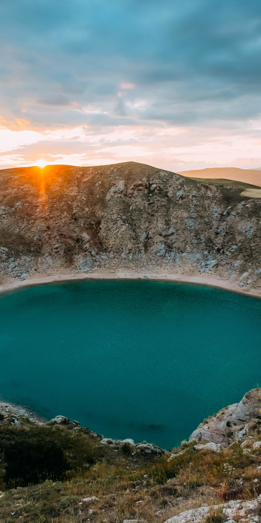 Crater, lake, nature, 1080x2160 wallpaper