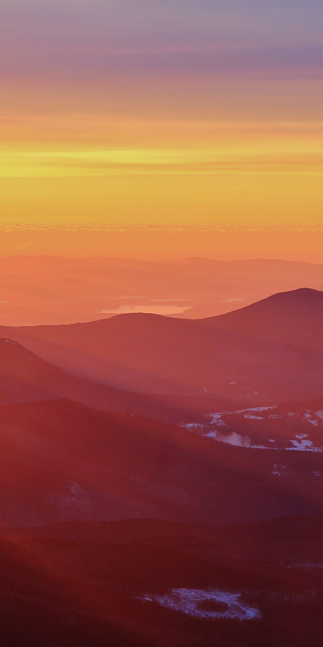 Horizon, sunrise, aerial view, landscape, mountains, 1080x2160 wallpaper