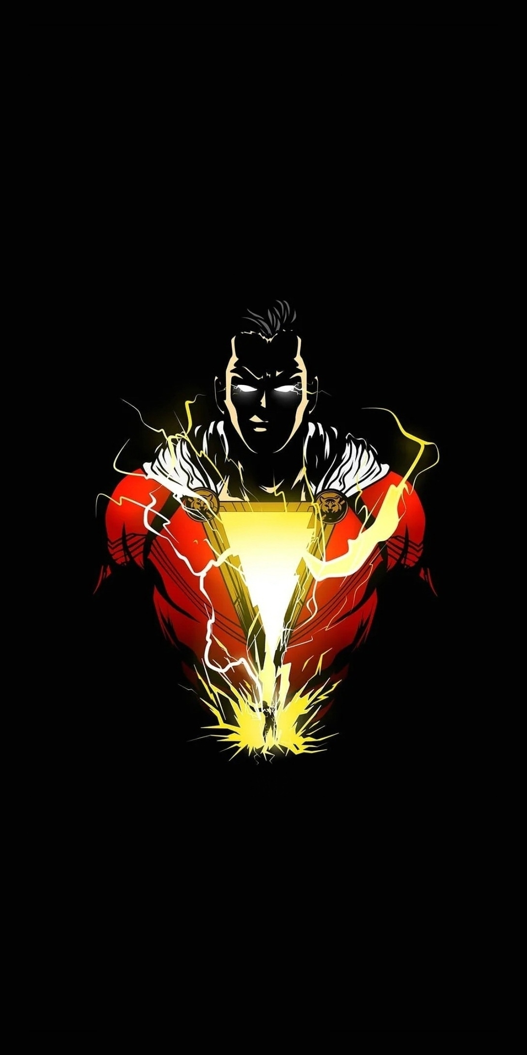 Angry Shazam, superhero, minimalist, 1080x2160 wallpaper
