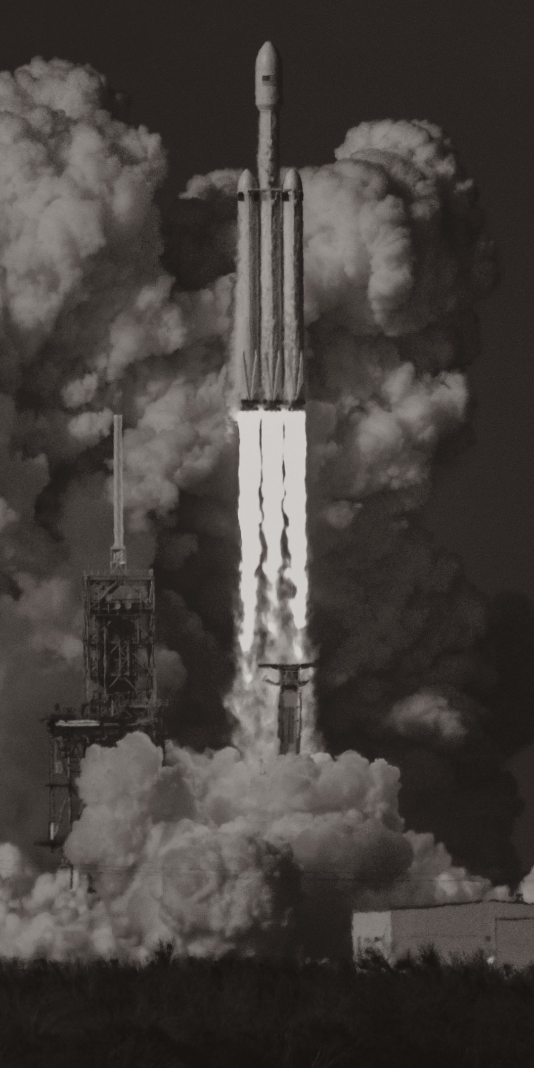 Spacex, falcon heavy, rocket, launch, dust clouds, 1080x2160 wallpaper