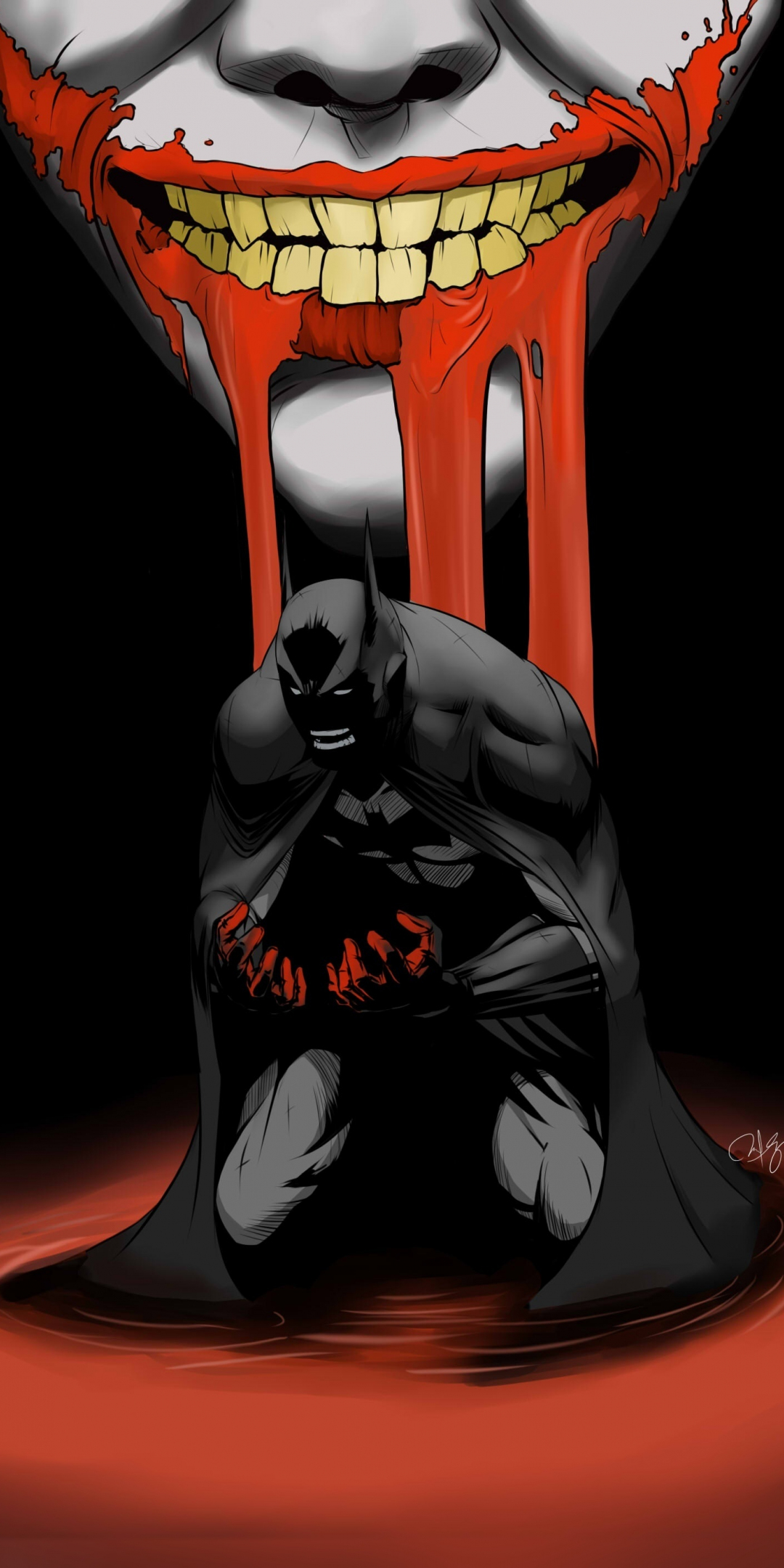 Batman, hand in blood, art, 1080x2160 wallpaper
