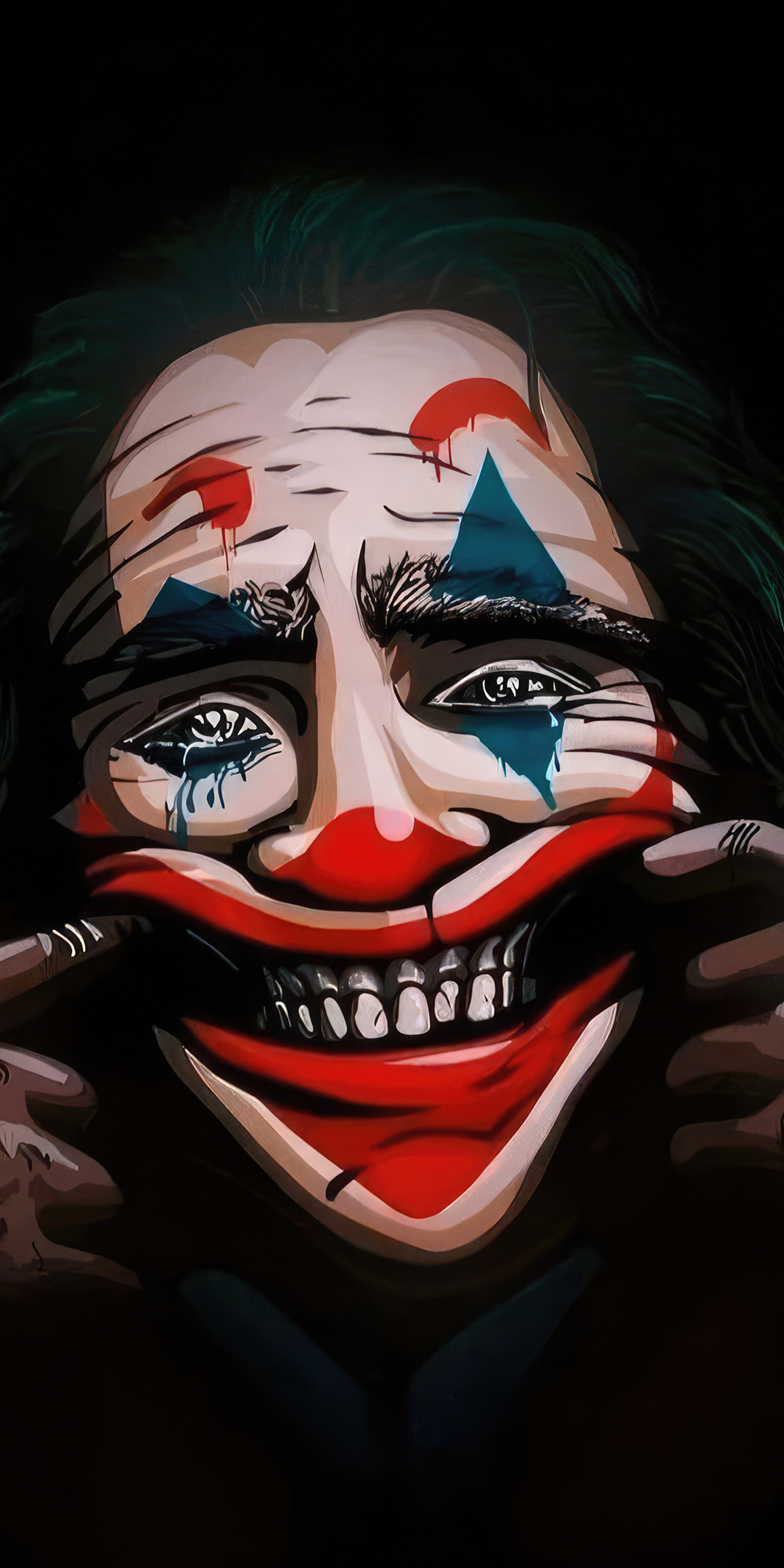 Joker, forced to smile, fan art, 1080x2160 wallpaper