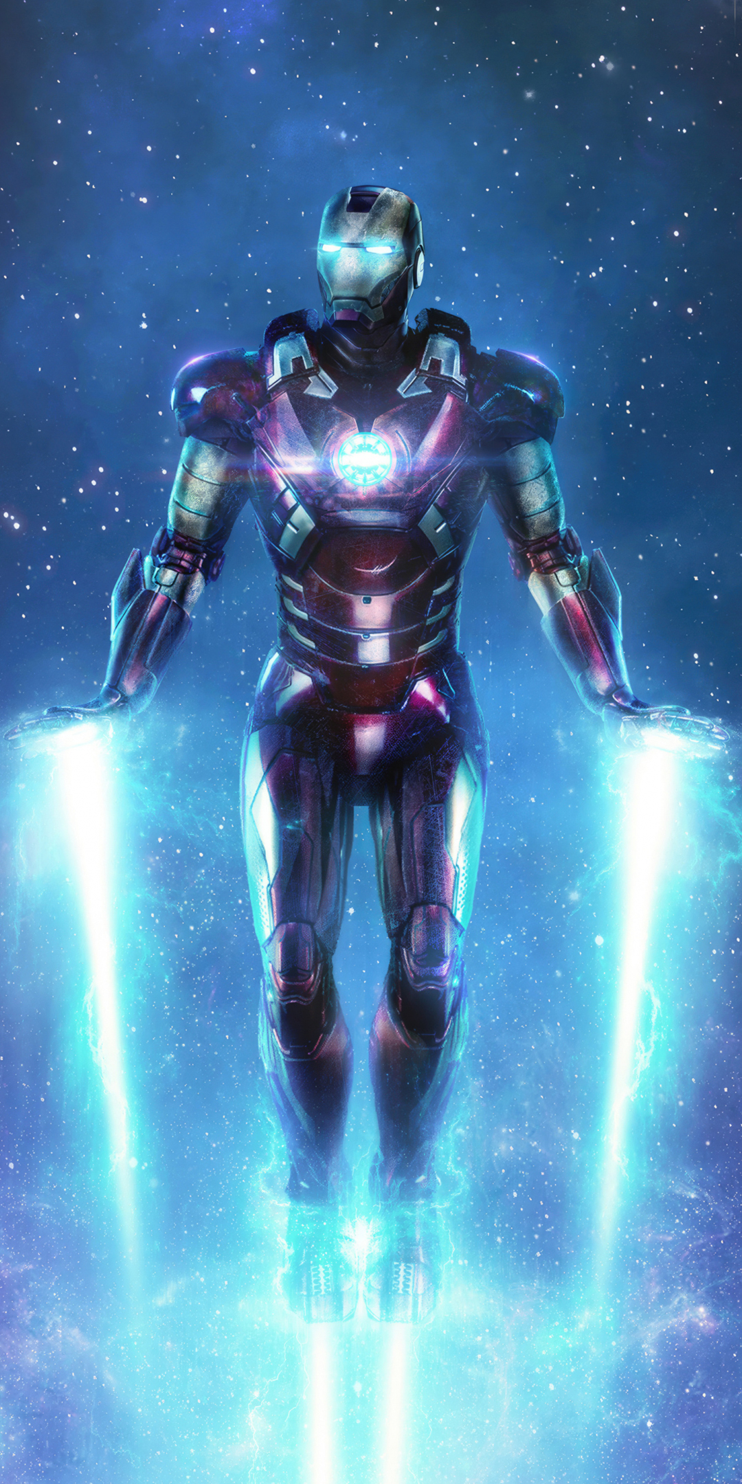 Iron Man in space in an old suit, 2023 art, 1080x2160 wallpaper