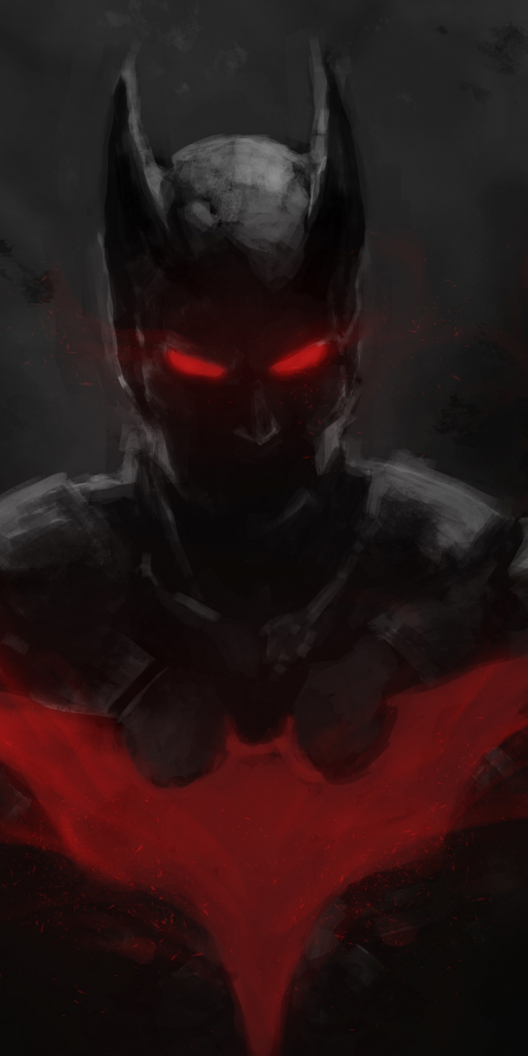 Red glowing eyes, Batman, dark, 1080x2160 wallpaper
