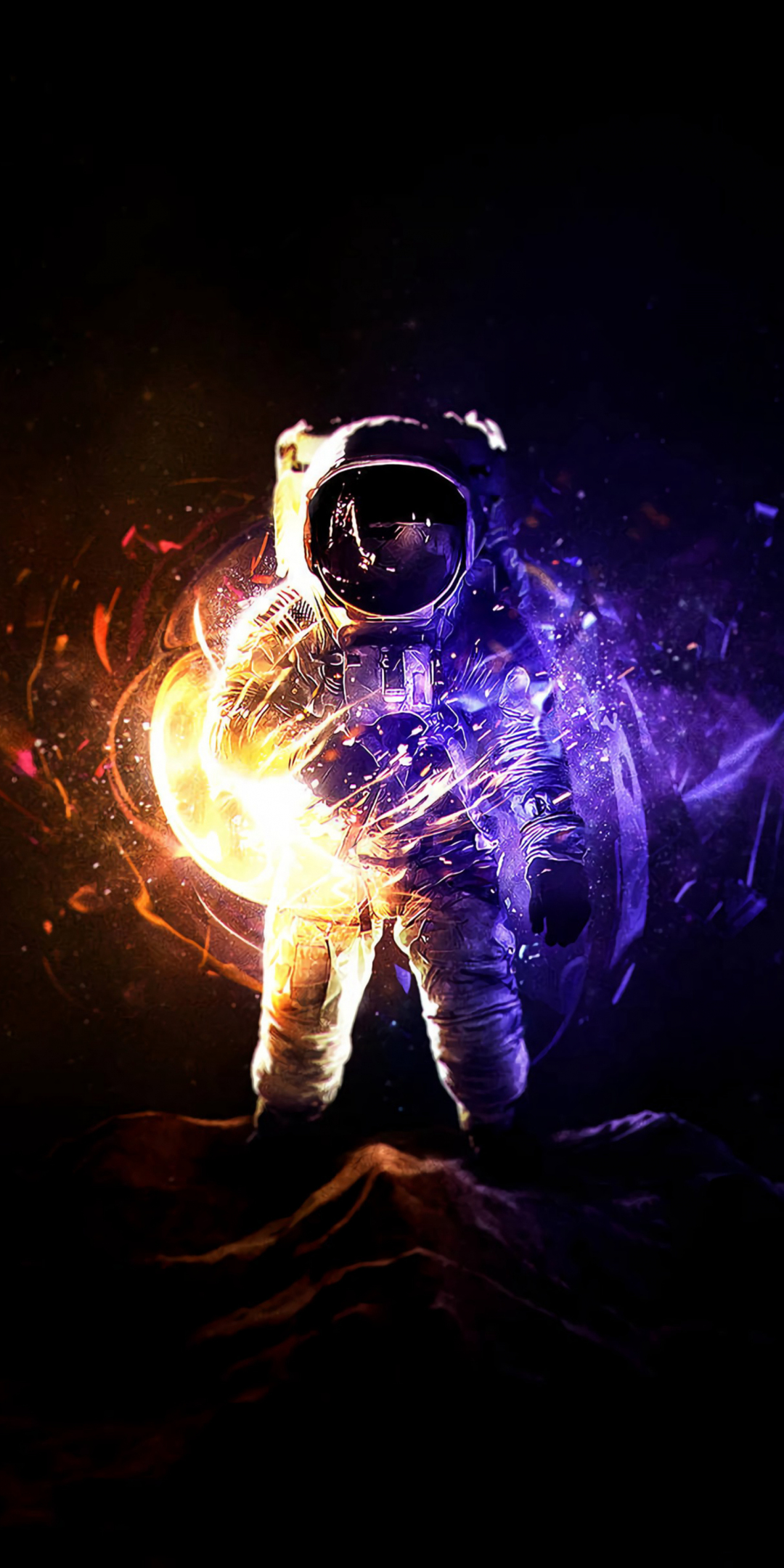 Astronaut, cosmonaut, space suit, art, 1080x2160 wallpaper