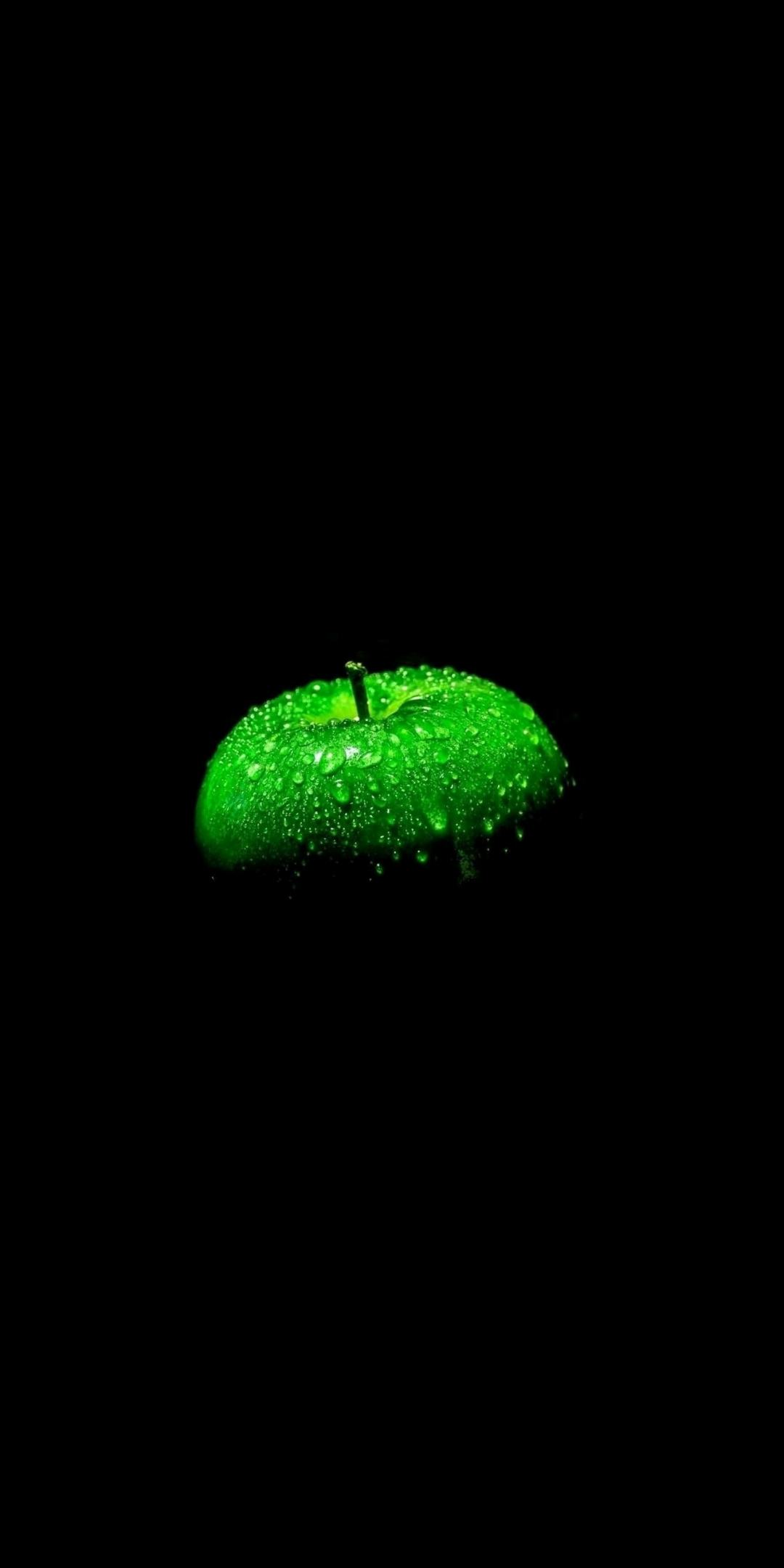 Green apple, minimal, dark, 1080x2160 wallpaper