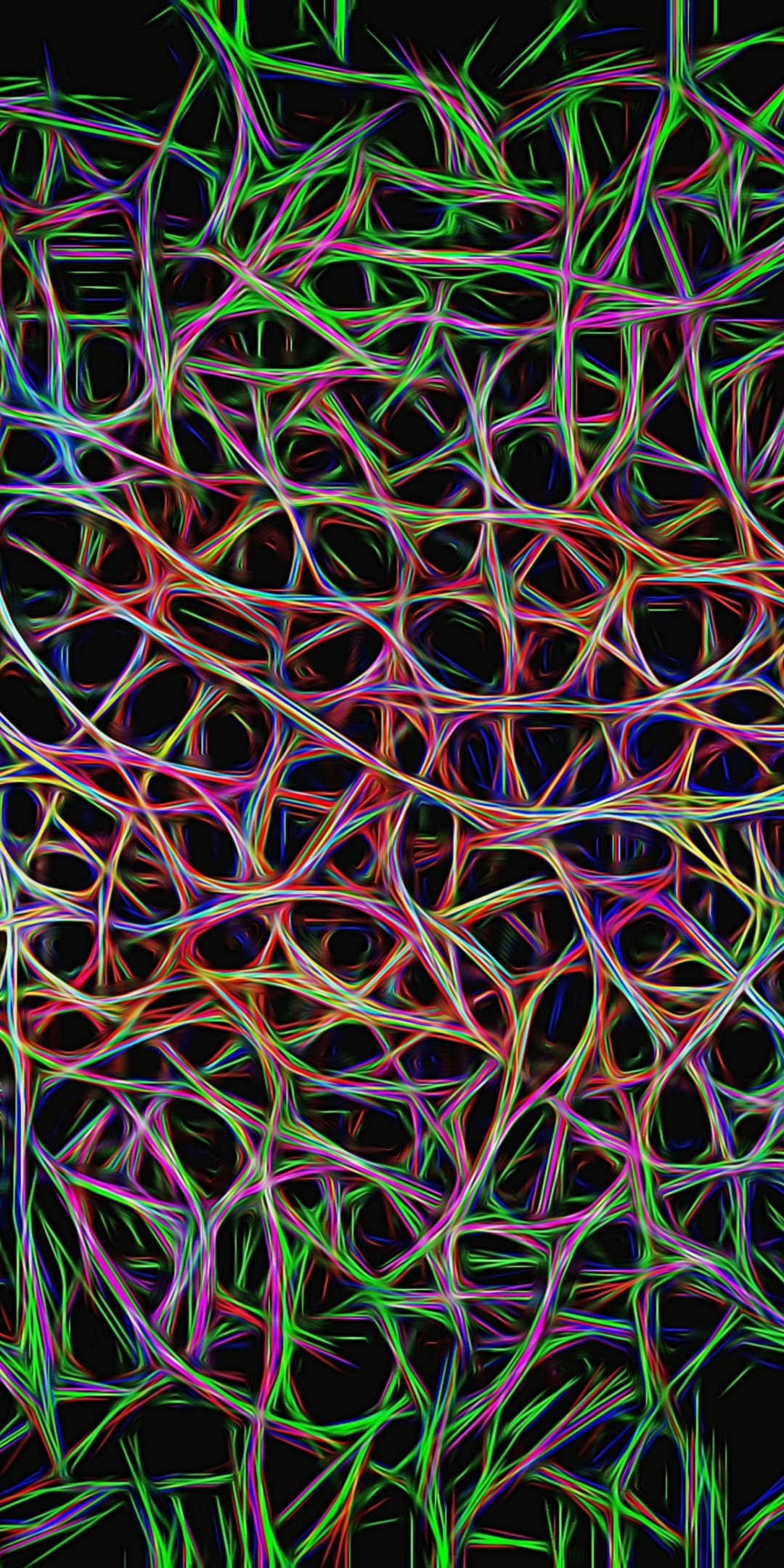 Glowing lines, abstract, structure, colorful pattern, 1080x2160 wallpaper