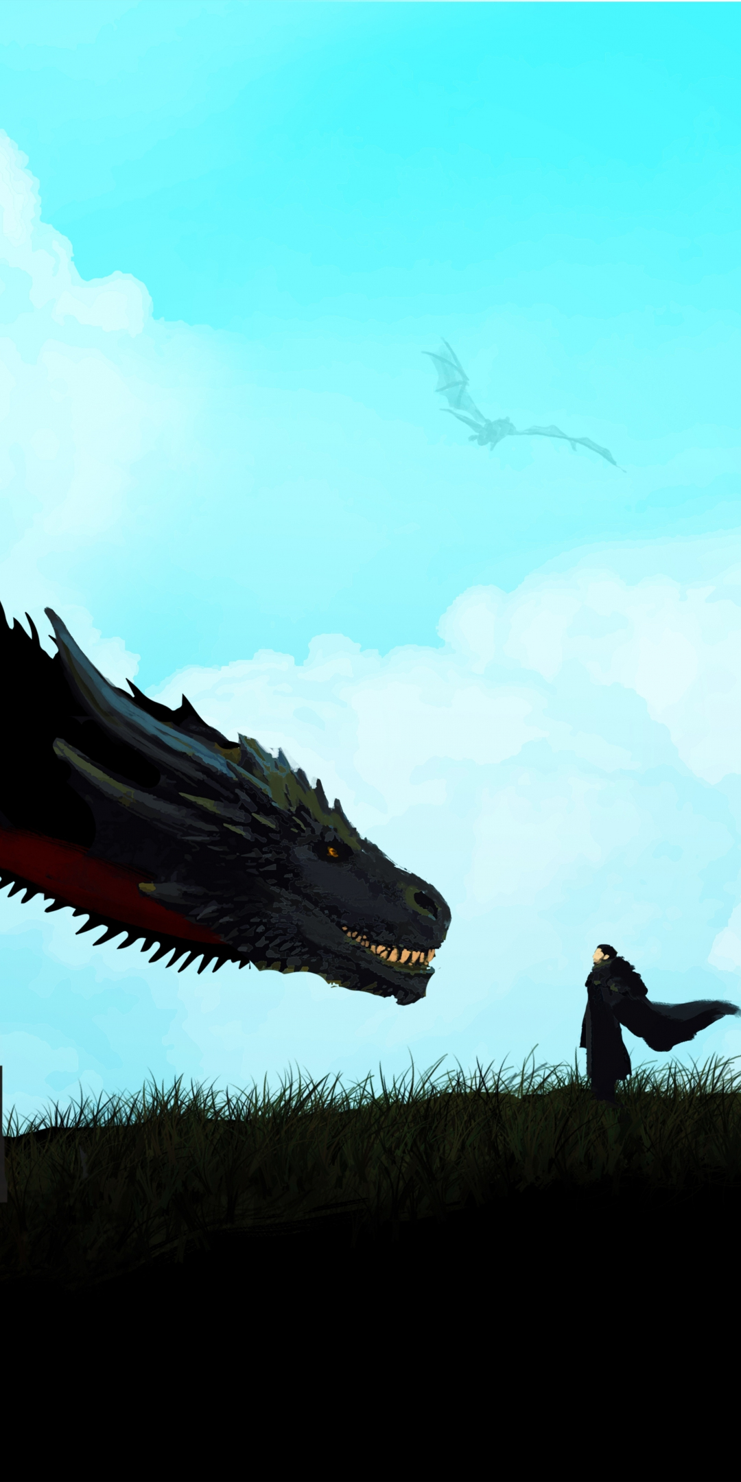 Jon snow and dragon, game of thrones, art, 1080x2160 wallpaper