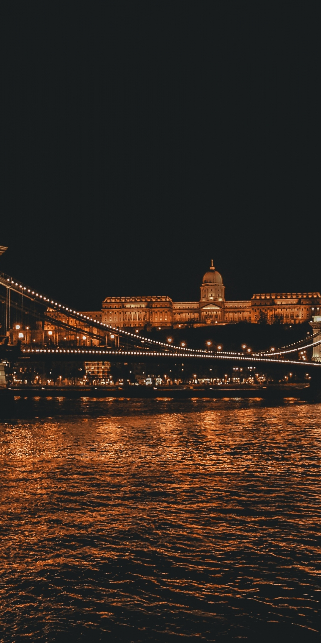 Budapest, city, bridge, night, 1080x2160 wallpaper