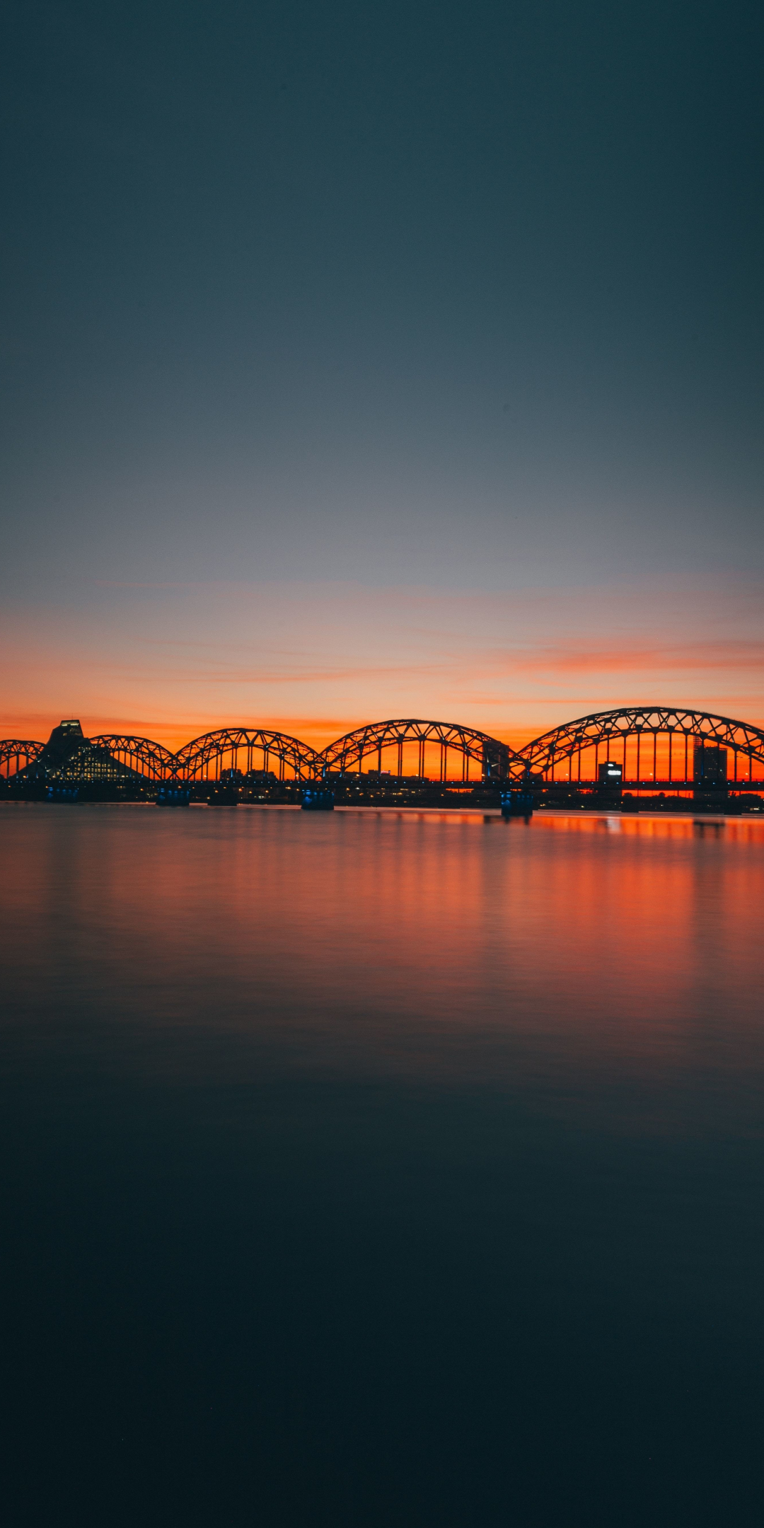 Bridge, sunset, silhouette, 1080x2160 wallpaper