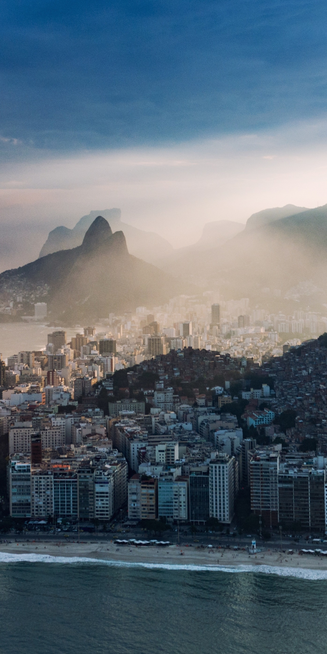 Rio de Janeiro, city, buildings and mountains, aerial view, 1080x2160 wallpaper