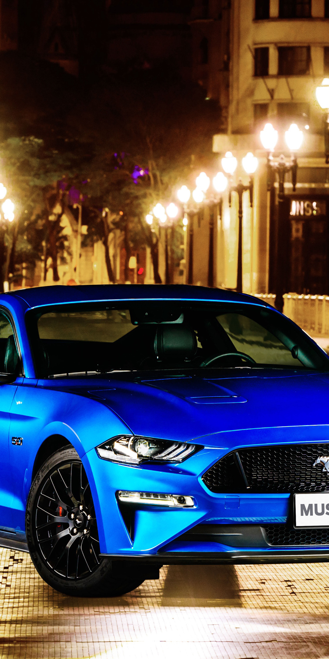 Ford Mustang GT Fastback, blue, 2018, 1080x2160 wallpaper